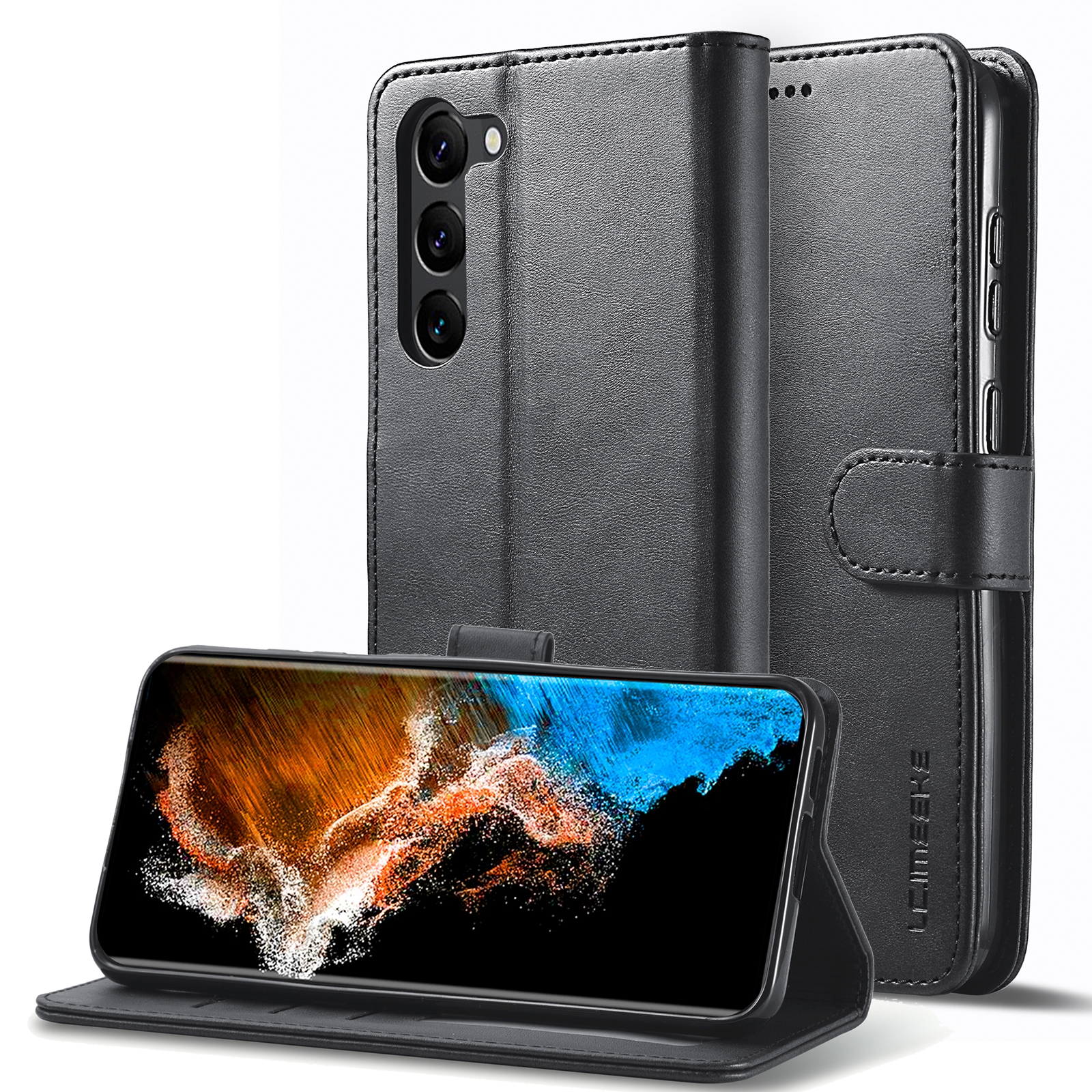 For Samsung Galaxy S25 5G LC.IMEEKE Calf Texture Leather Phone Case(Black) For Samsung Galaxy S25 5G LC.IMEEKE Calf Texture Leather Phone Case(Black)