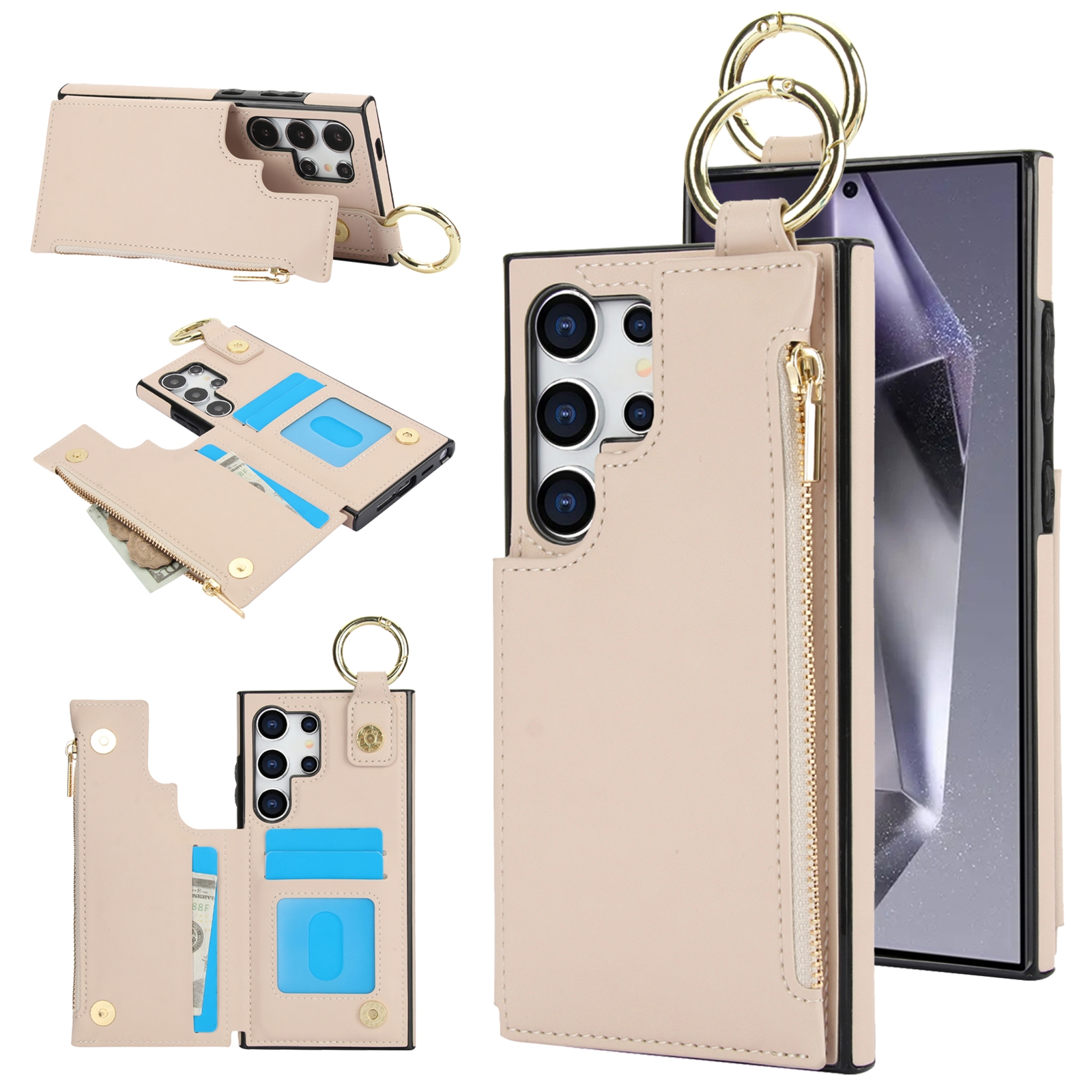 For Samsung Galaxy S24 Ultra 5G RFlD Anti-theft Double Buckle Ring Zipper Card Phone Case(White) For Samsung Galaxy S24 Ultra 5G RFlD Anti-theft Double Buckle Ring Zipper Card Phone Case(White)