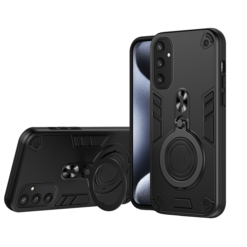 For Samsung Galaxy S25 5G Metal Ring 360 Degree Rotating Holder PC Hybrid TPU Phone Case(Black) For Samsung Galaxy S25 5G Metal Ring 360 Degree Rotating Holder PC Hybrid TPU Phone Case(Black)