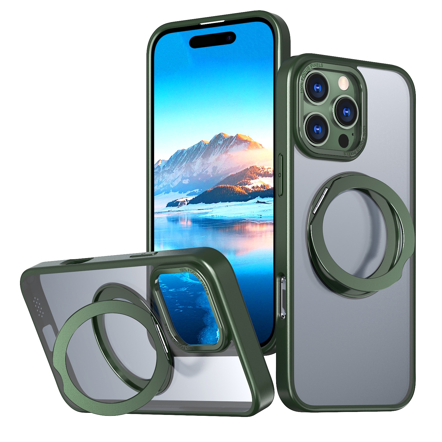 For iPhone 16 Pro Wing Series MagSafe Magnetic Ring Holder Phone Case(Green) For iPhone 16 Pro Wing Series MagSafe Magnetic Ring Holder Phone Case(Green)