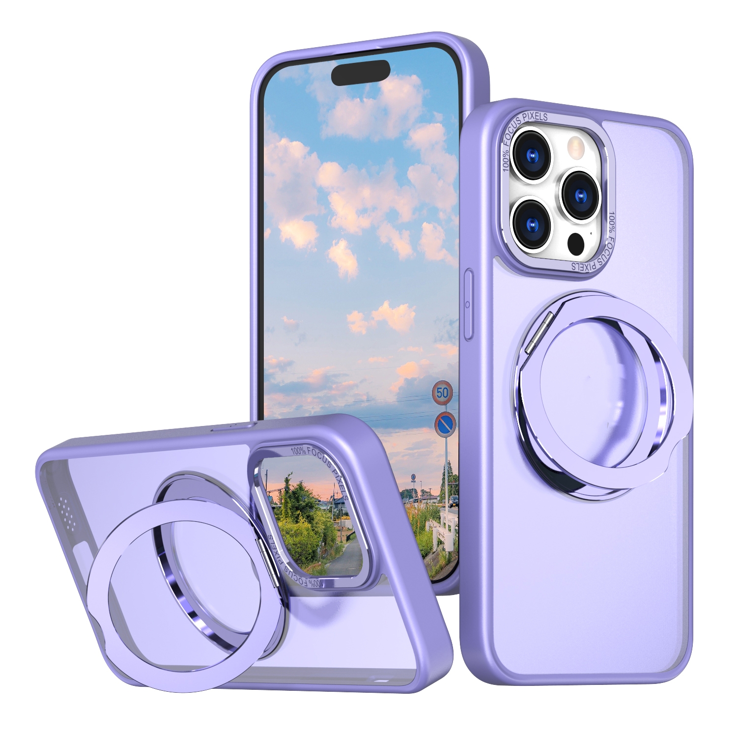 For iPhone 15 Pro Max Wing Series MagSafe Magnetic Ring Holder Phone Case(Light Purple) For iPhone 15 Pro Max Wing Series MagSafe Magnetic Ring Holder Phone Case(Light Purple)