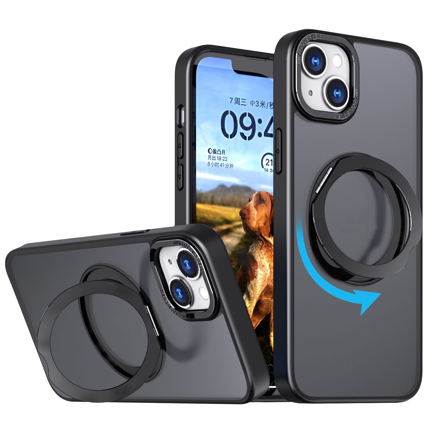 For iPhone 14 Wing Series MagSafe Magnetic Ring Holder Phone Case(Black) For iPhone 14 Wing Series MagSafe Magnetic Ring Holder Phone Case(Black)