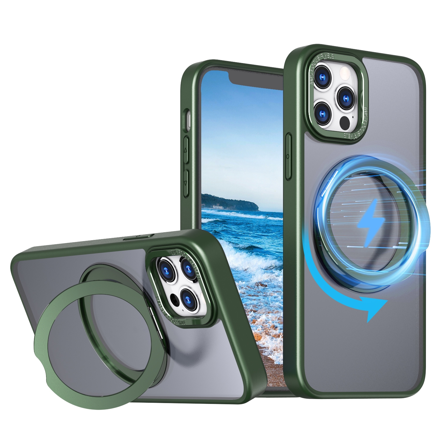 For iPhone 13 Pro Max Wing Series MagSafe Magnetic Ring Holder Phone Case(Green) For iPhone 13 Pro Max Wing Series MagSafe Magnetic Ring Holder Phone Case(Green)