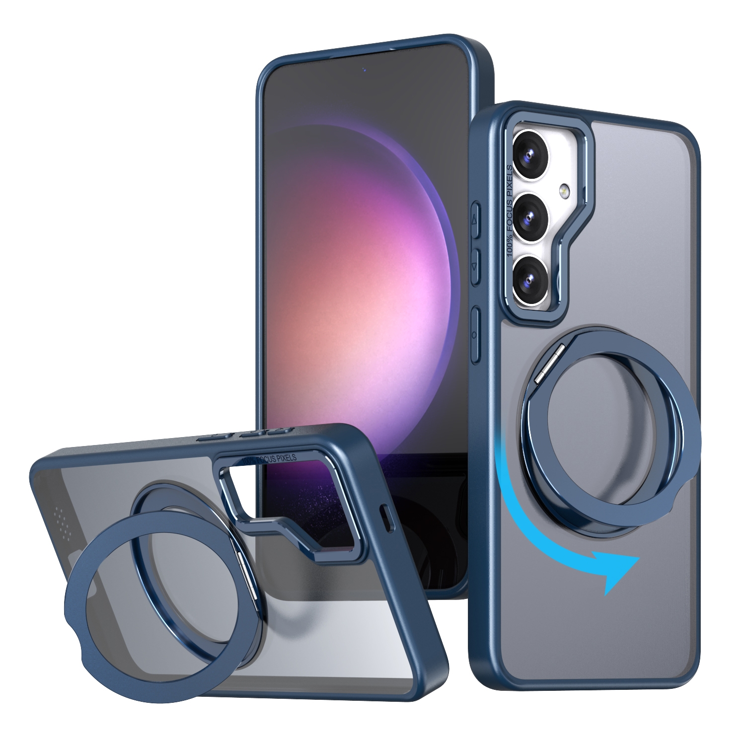 For Samsung Galaxy S24 5G Wing Series MagSafe Magnetic Ring Holder Phone Case(Blue) For Samsung Galaxy S24 5G Wing Series MagSafe Magnetic Ring Holder Phone Case(Blue)