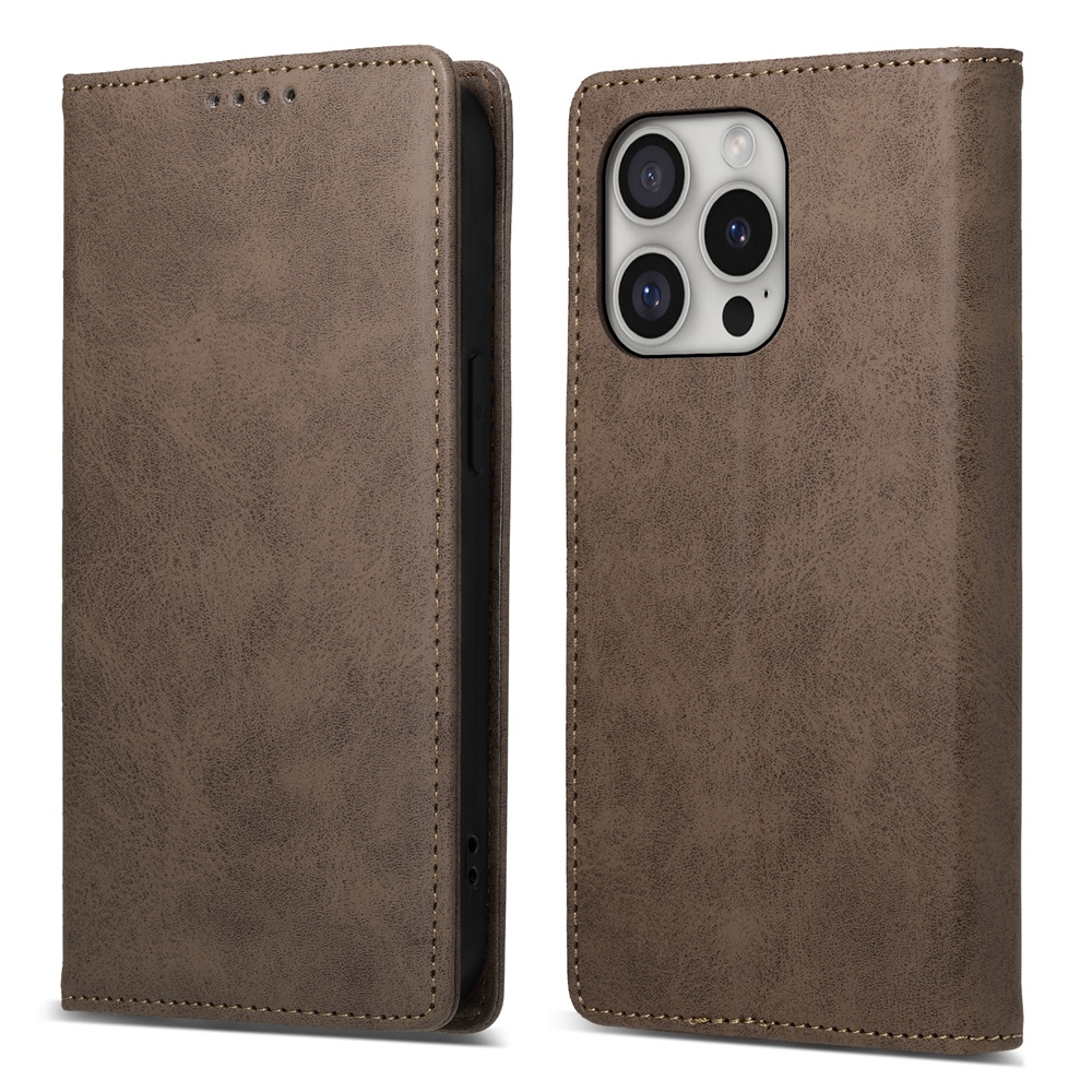 For iPhone 16 Pro Business Solid Color Magnetic RFID Leather Phone Case(Brown) For iPhone 16 Pro Business Solid Color Magnetic RFID Leather Phone Case(Brown)