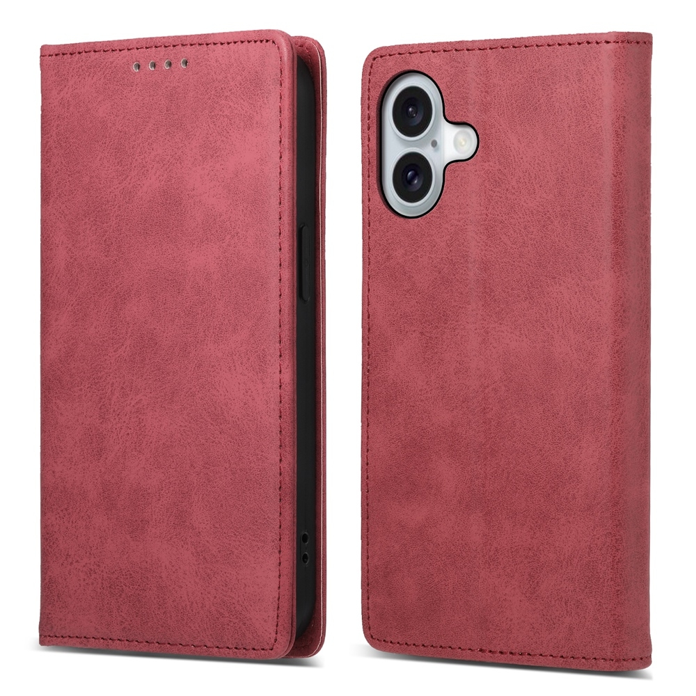 For iPhone 16 Business Solid Color Magnetic RFID Leather Phone Case(Red) For iPhone 16 Business Solid Color Magnetic RFID Leather Phone Case(Red)