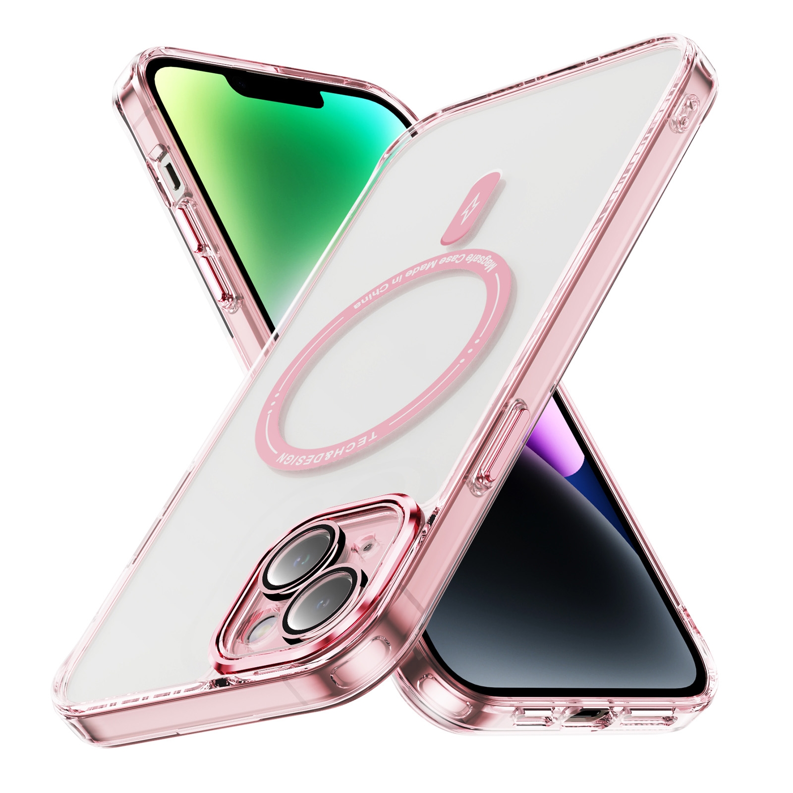 For iPhone 15 Plus Airbag Magsafe PC Hybrid TPU Phone Case(Clear Pink) For iPhone 15 Plus Airbag Magsafe PC Hybrid TPU Phone Case(Clear Pink)