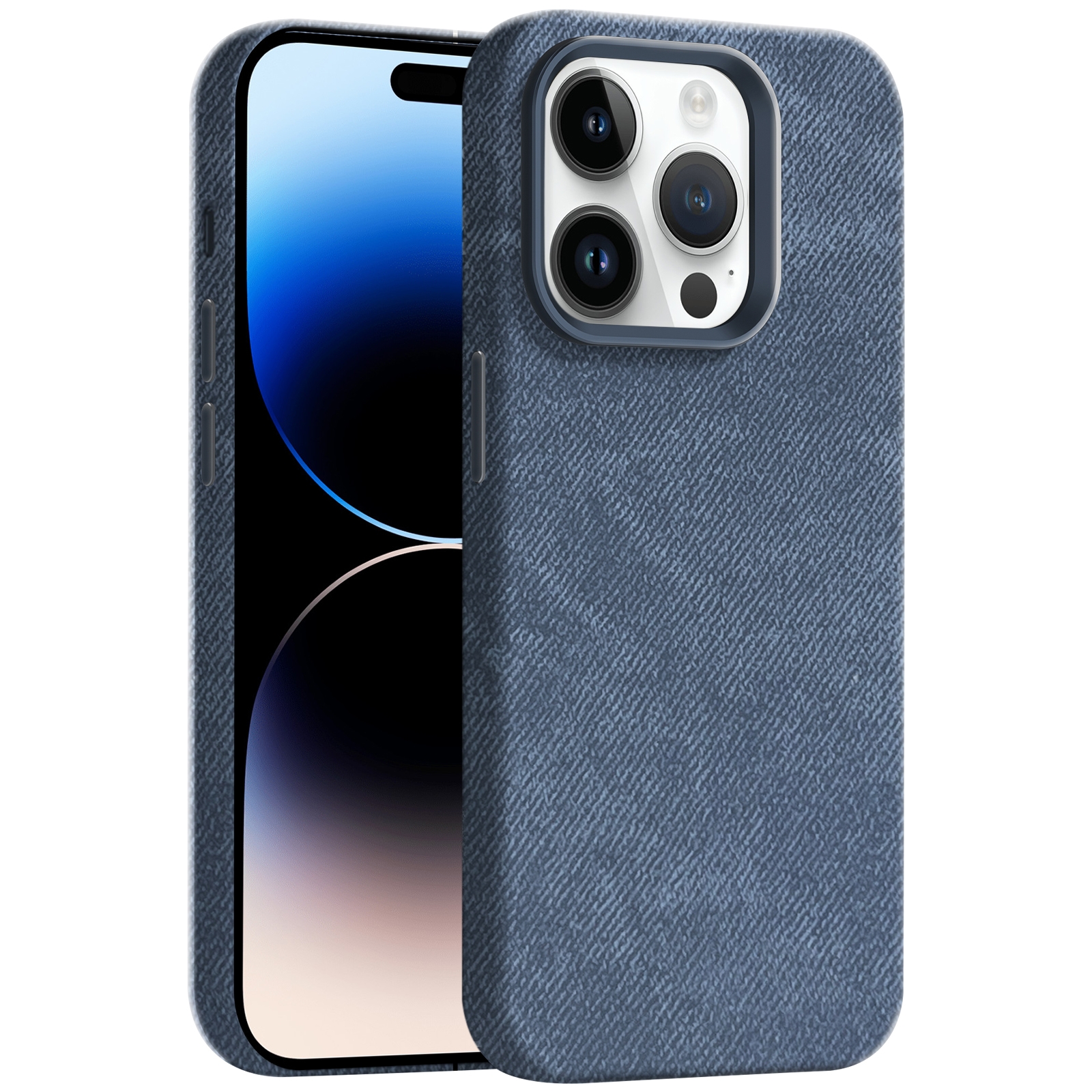 For iPhone 14 Pro Skin Feel Denim Leather MagSafe Phone Case(Light Blue) For iPhone 14 Pro Skin Feel Denim Leather MagSafe Phone Case(Light Blue)