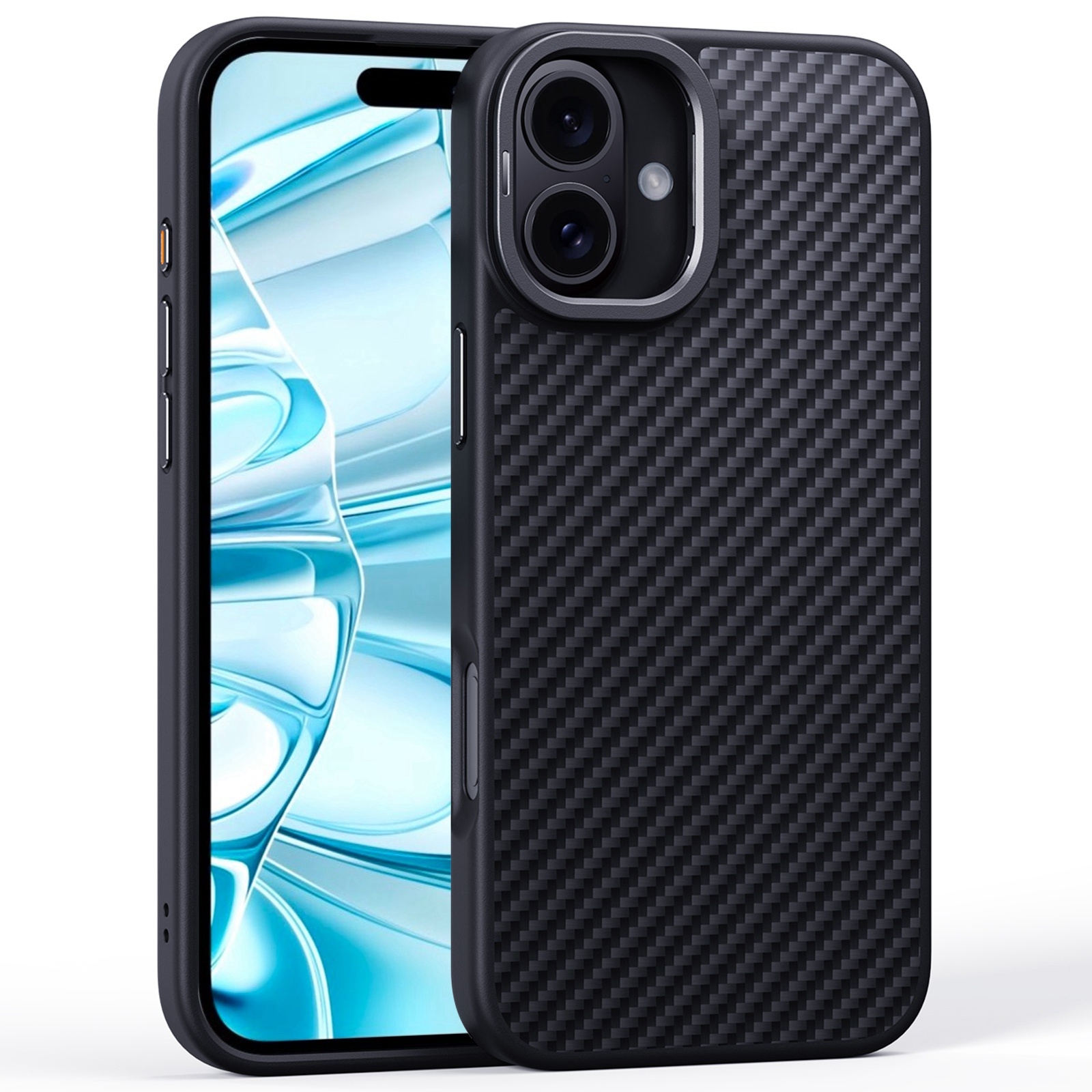 For iPhone 16 Pro Max Carbon Fiber Kevlar Lens Holder MagSafe Magnetic Phone Case(Black) For iPhone 16 Pro Max Carbon Fiber Kevlar Lens Holder MagSafe Magnetic Phone Case(Black)