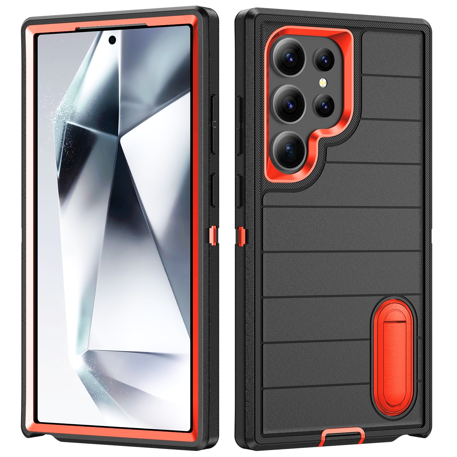 For Samsung Galaxy S24 Ultra 5G Defender Gen2 Rugged PC + Silicone Phone Case with Holder(Black+Orange) For Samsung Galaxy S24 Ultra 5G Defender Gen2 Rugged PC + Silicone Phone Case with Holder(Black+Orange)