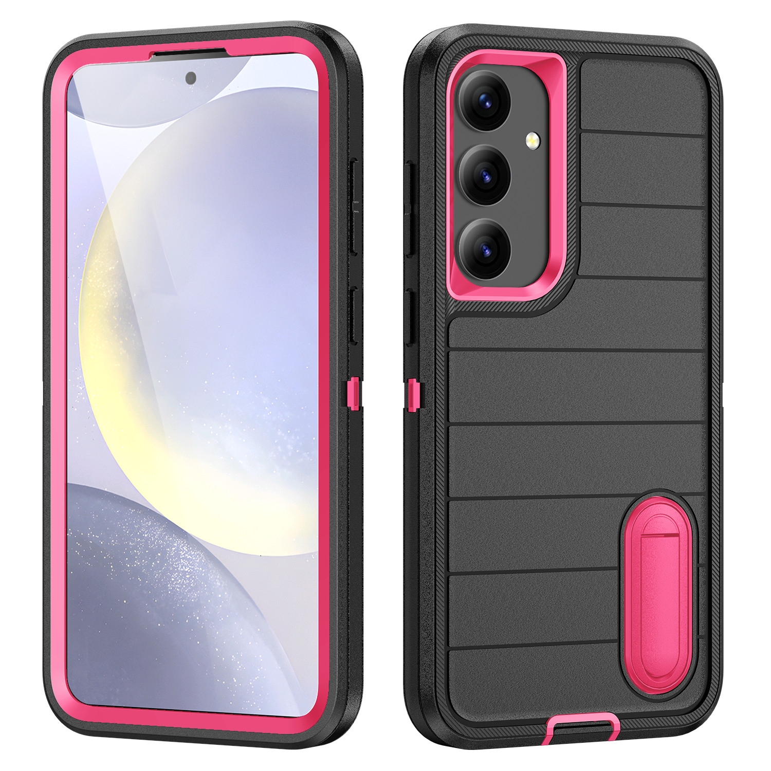 For Samsung Galaxy S24 5G Defender Gen2 Rugged PC + Silicone Phone Case with Holder(Black+Pink) For Samsung Galaxy S24 5G Defender Gen2 Rugged PC + Silicone Phone Case with Holder(Black+Pink)