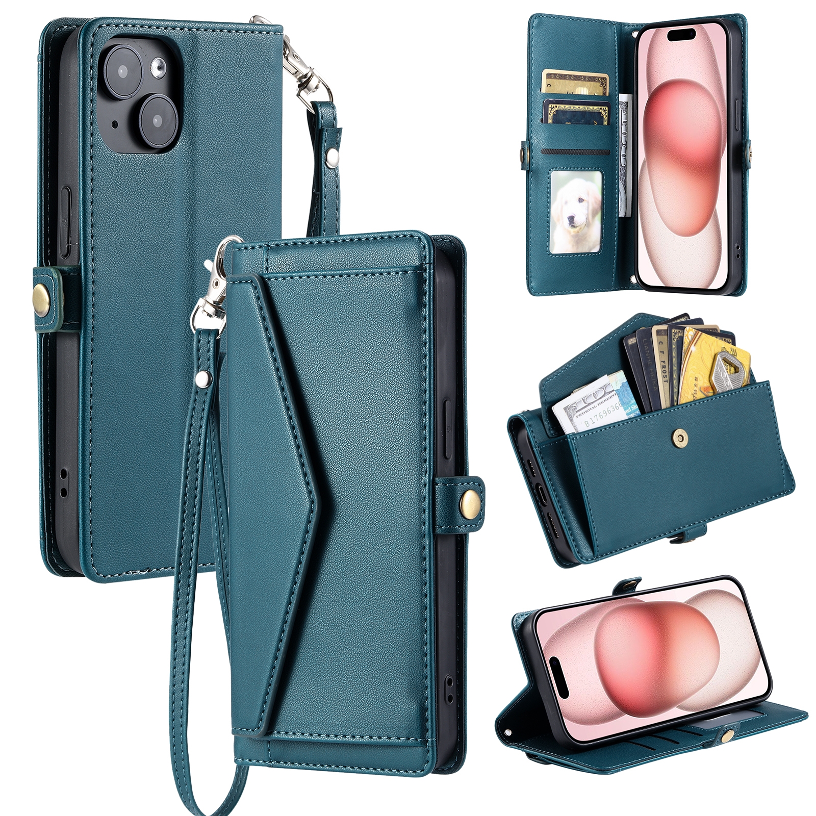 For iPhone 13 mini Wallet Multi-card Slot Leather Phone Case with Lanyard(Green) For iPhone 13 mini Wallet Multi-card Slot Leather Phone Case with Lanyard(Green)