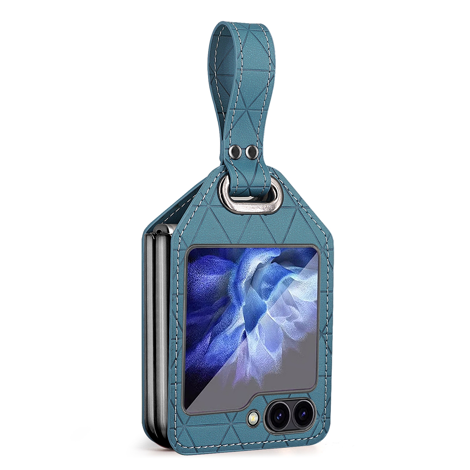 For Samsung Galaxy Z Flip5 Electroplating PC Hybrid PU Leather Phone Case with Wristband(Green) For Samsung Galaxy Z Flip5 Electroplating PC Hybrid PU Leather Phone Case with Wristband(Green)