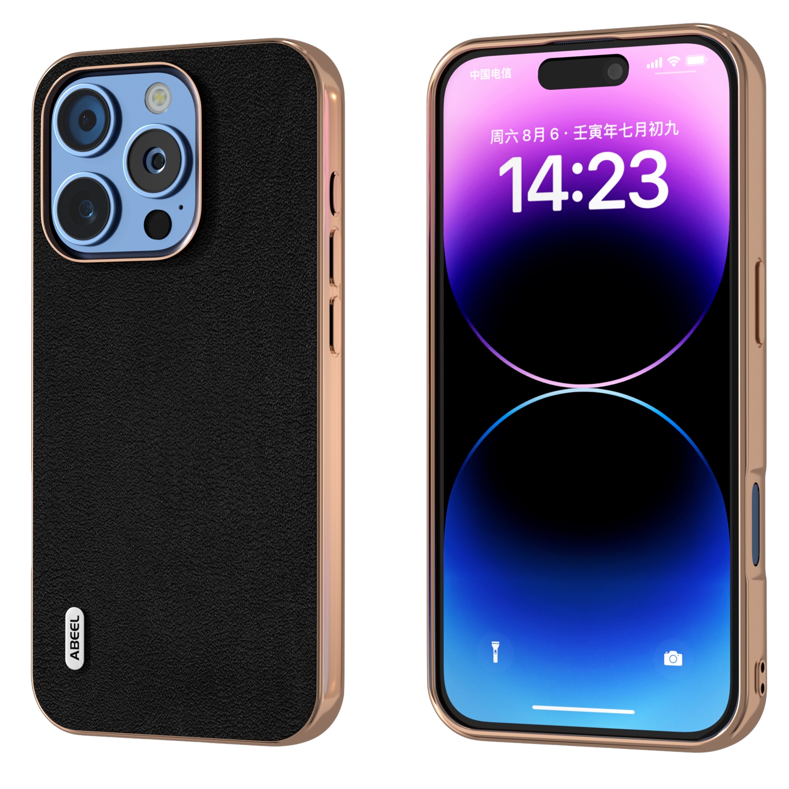 For iPhone 16 Pro Max ABEEL Electroplating Frame Genuine Leather Wave Phone Case(Black) For iPhone 16 Pro Max ABEEL Electroplating Frame Genuine Leather Wave Phone Case(Black)