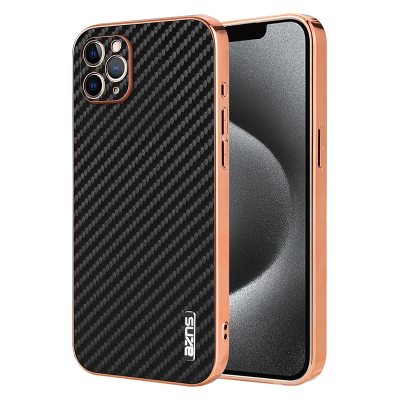 For iPhone 11 Pro AZNS Electroplated Edge Carbon Fiber Texture Phone Case(Black) For iPhone 11 Pro AZNS Electroplated Edge Carbon Fiber Texture Phone Case(Black)