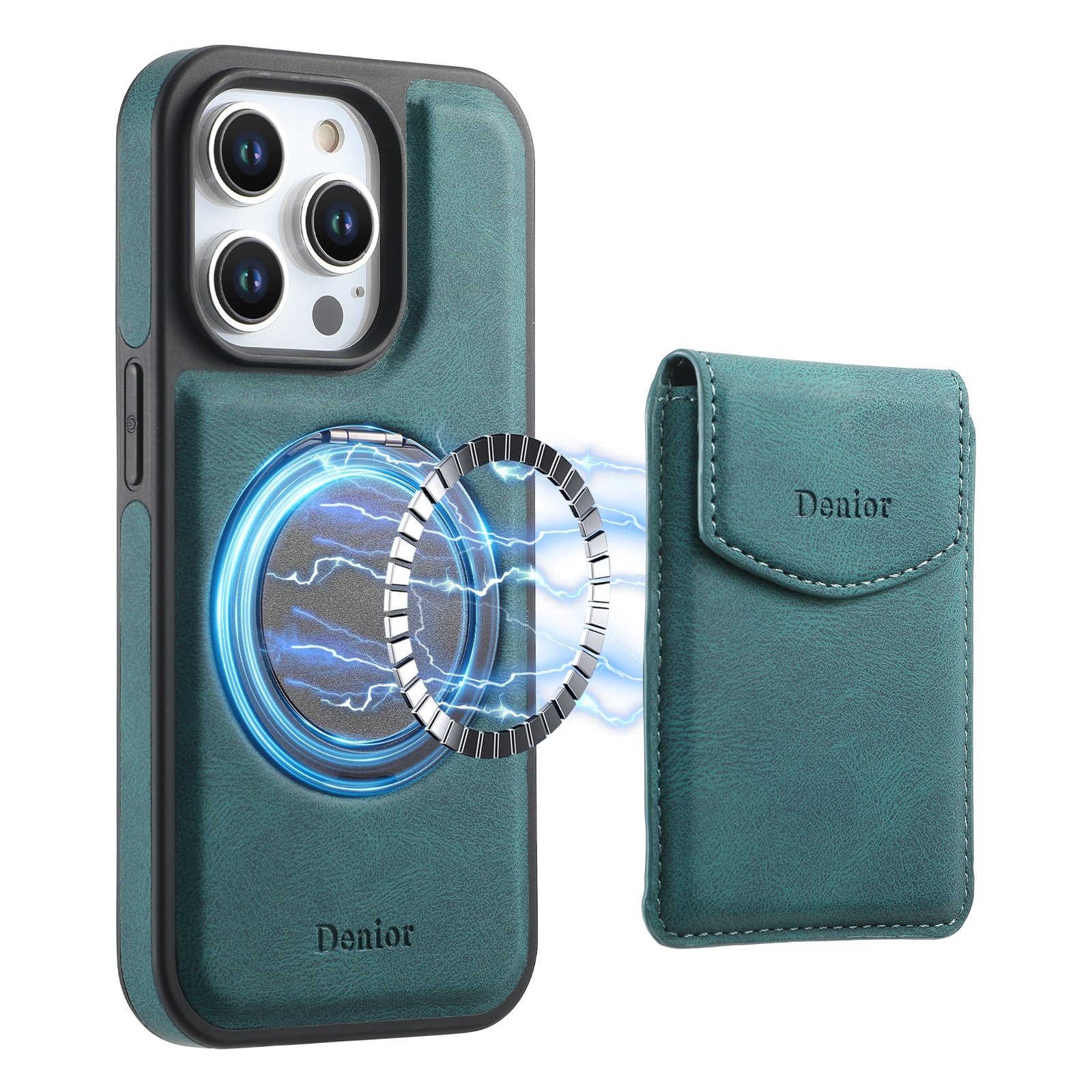 For iPhone 16 Pro Denior D20 Skin Feel MagSafe Holder Detachable Card Slot Phone Case(Blue) For iPhone 16 Pro Denior D20 Skin Feel MagSafe Holder Detachable Card Slot Phone Case(Blue)