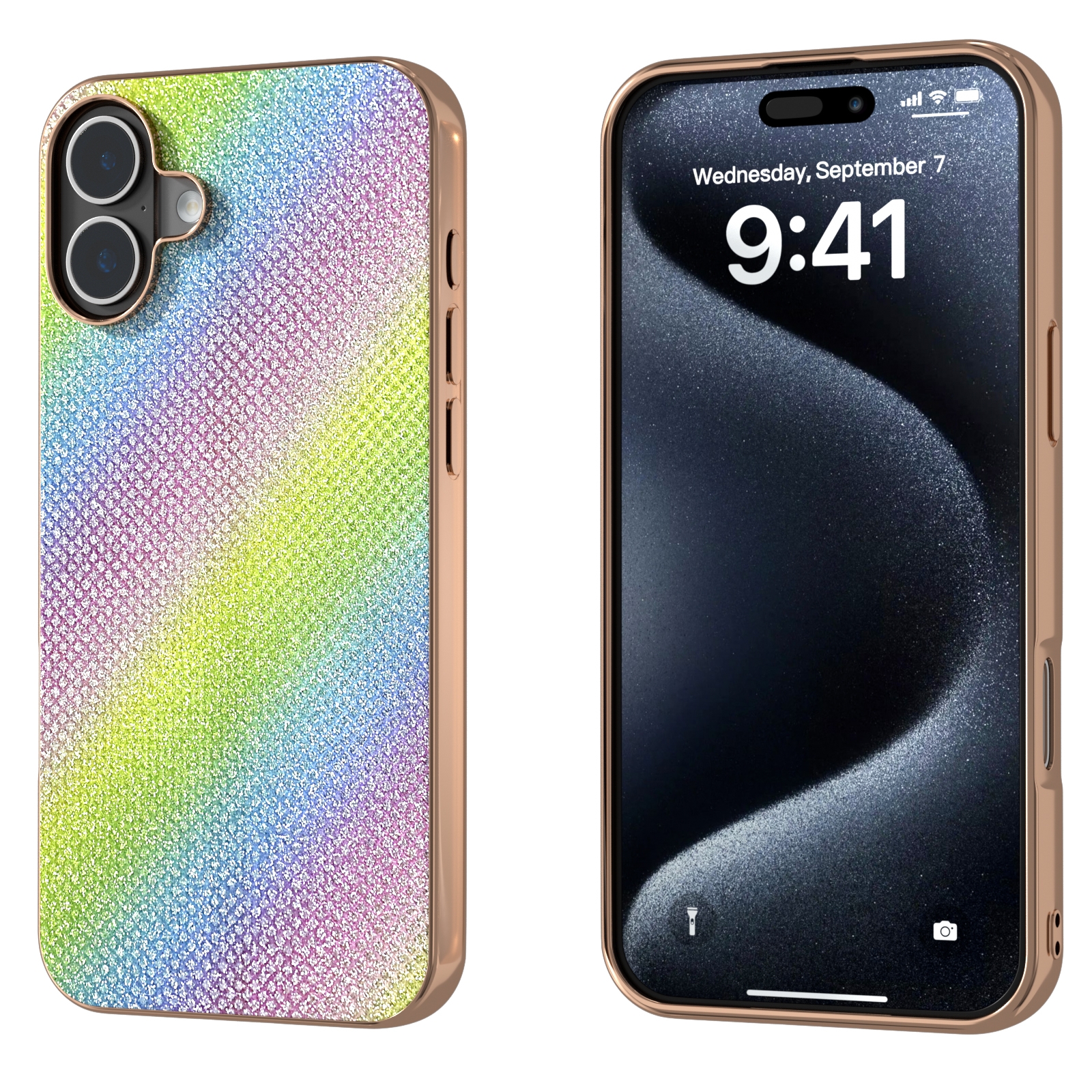 For iPhone 16 Nano Plating Diamond Texture Phone Case(Rainbow) For iPhone 16 Nano Plating Diamond Texture Phone Case(Rainbow)