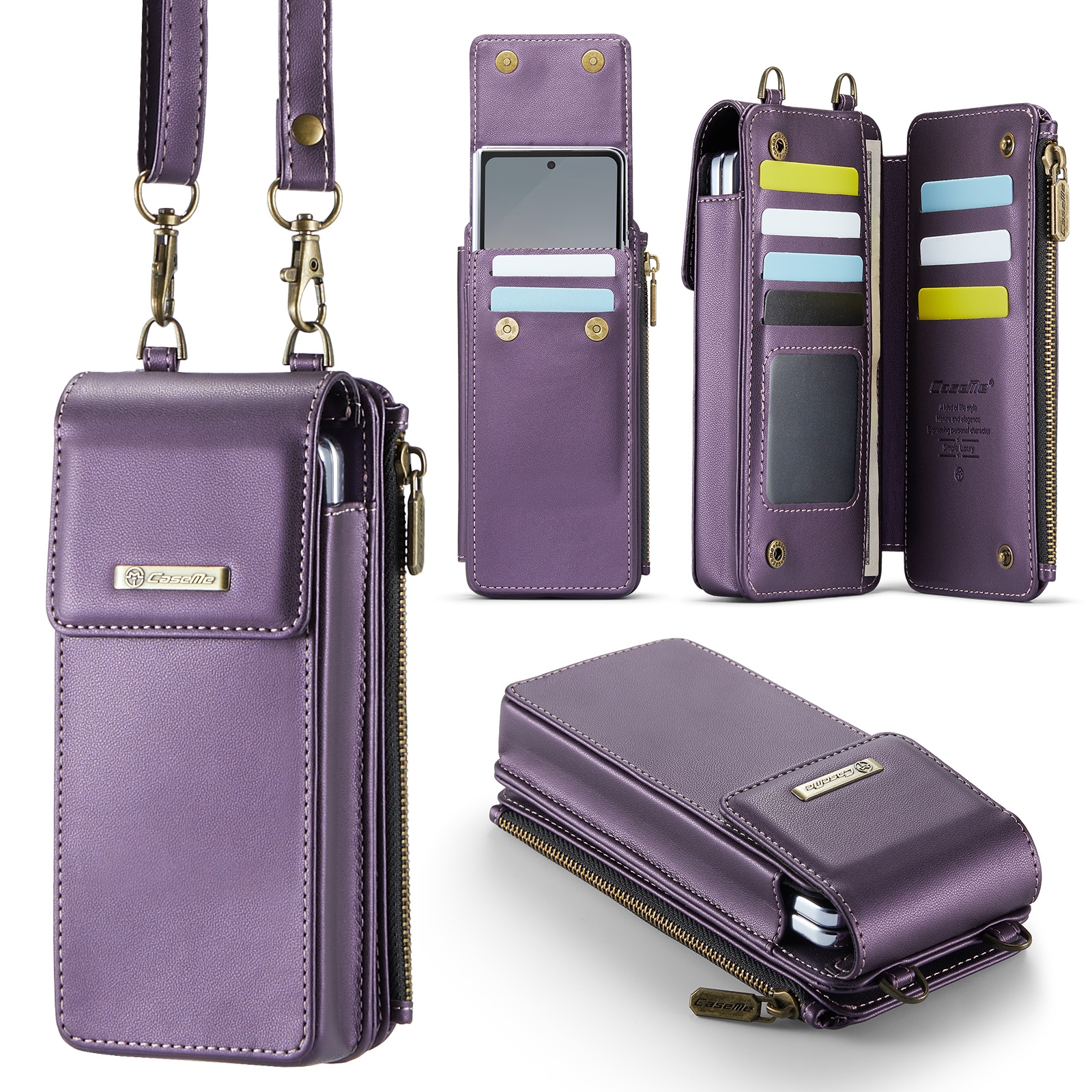 For Samsung Z Fold Series CaseMe Me50 Mini Lanyard Universal Bag(Purple) For Samsung Z Fold Series CaseMe Me50 Mini Lanyard Universal Bag(Purple)