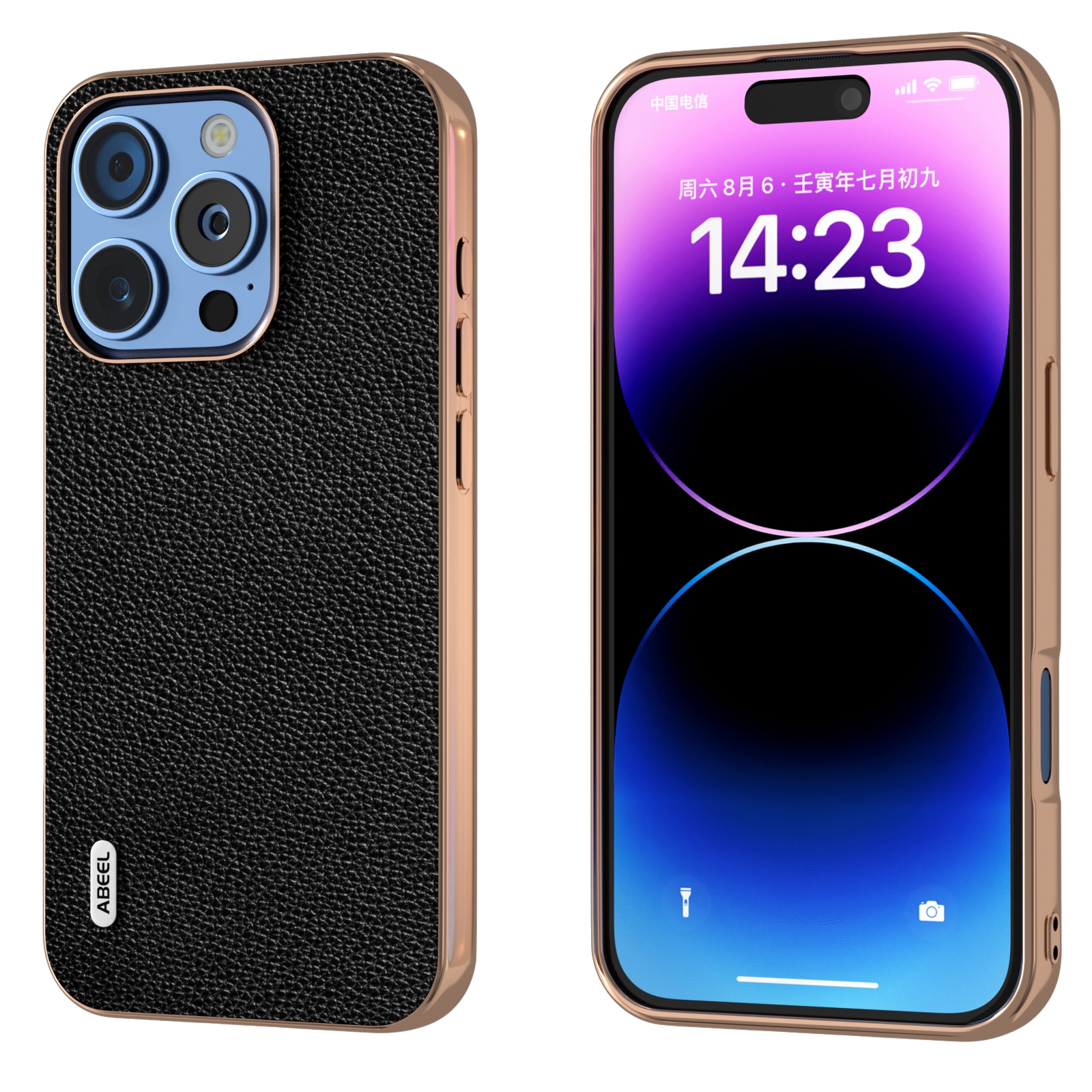 For iPhone 16 Pro ABEEL Genuine Leather Mino Series Nano Plating Phone Case(Black) For iPhone 16 Pro ABEEL Genuine Leather Mino Series Nano Plating Phone Case(Black)