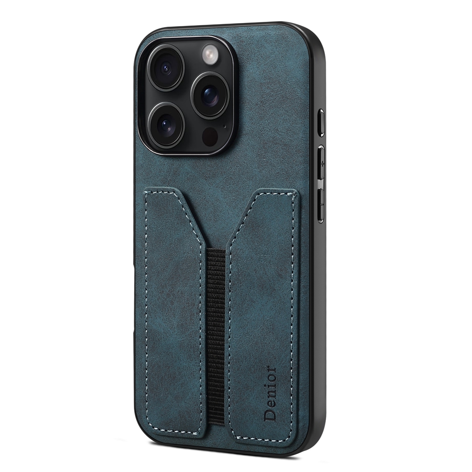 For iPhone 16 Pro Denior D07 DV Elastic Card Slot PU Back Cover Phone Case(Blue) For iPhone 16 Pro Denior D07 DV Elastic Card Slot PU Back Cover Phone Case(Blue)