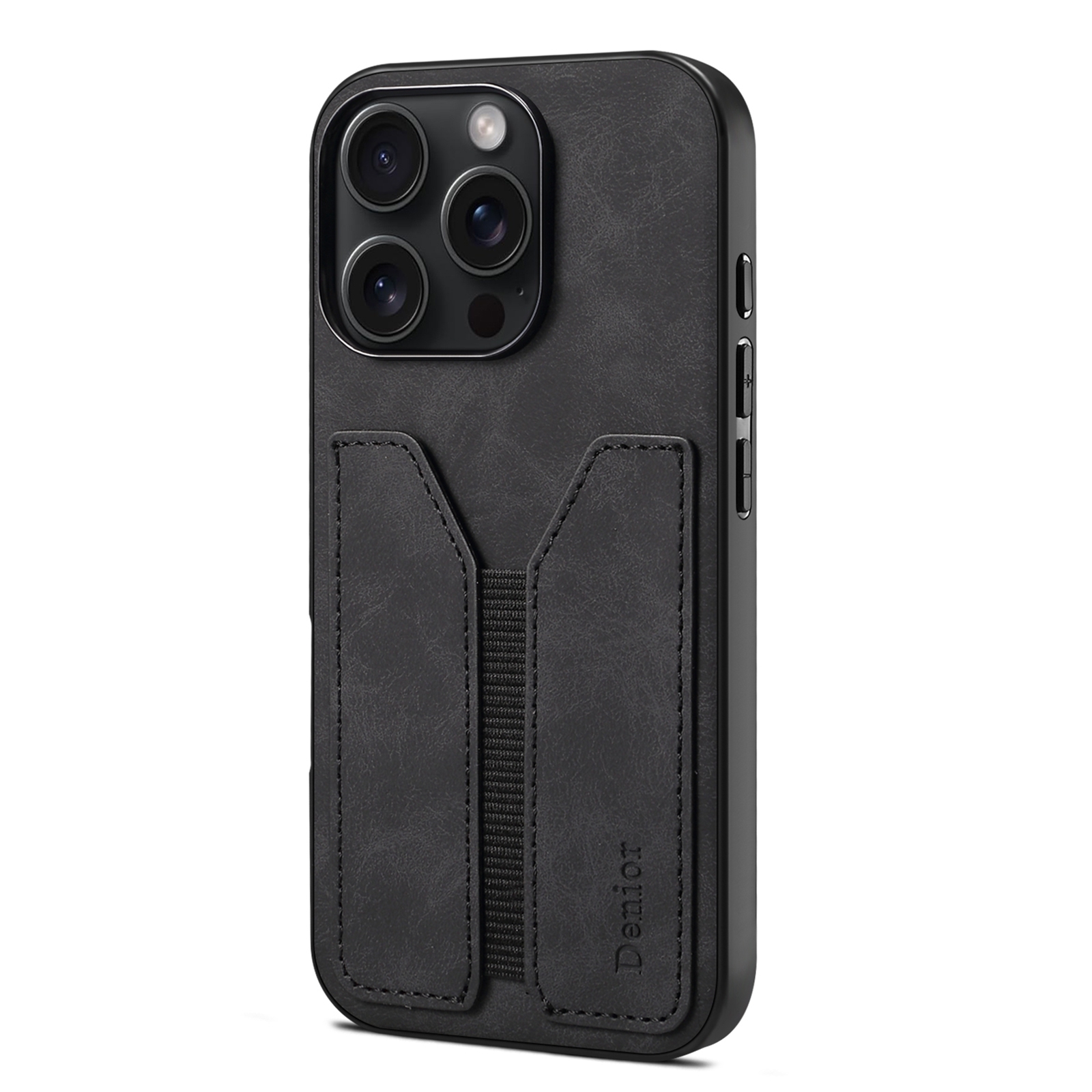 For iPhone 16 Pro Max Denior D07 DV Elastic Card Slot PU Back Cover Phone Case(Black) For iPhone 16 Pro Max Denior D07 DV Elastic Card Slot PU Back Cover Phone Case(Black)