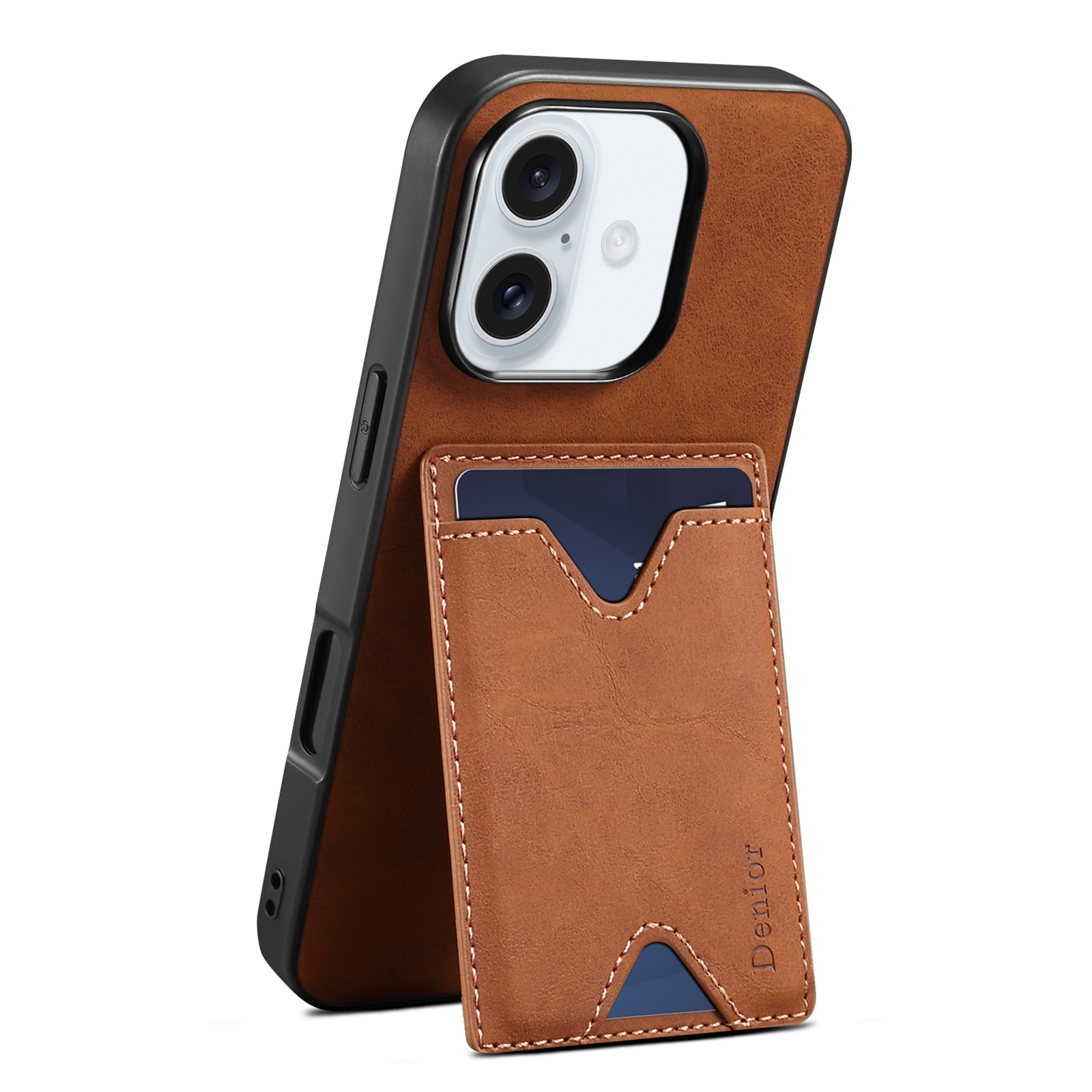 For iPhone 16 Plus Denior D06 PU Back Cover Card Slot Holder Phone Case(Brown) For iPhone 16 Plus Denior D06 PU Back Cover Card Slot Holder Phone Case(Brown)