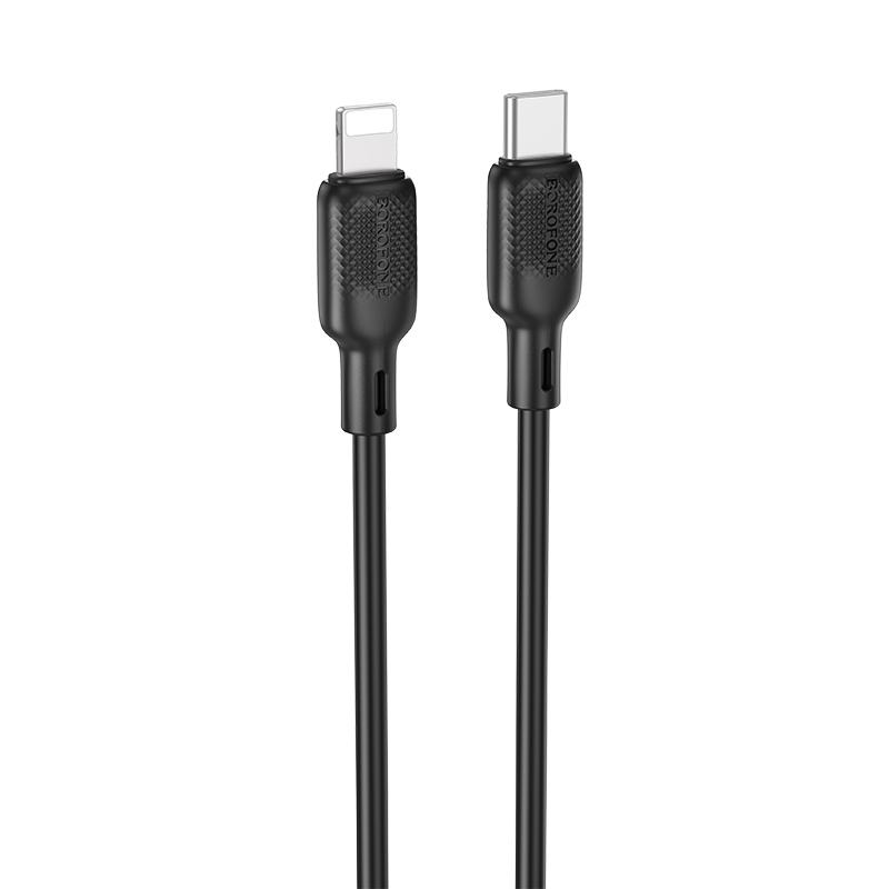 BOROFONE BX113 PD 27W USB-C / Type-C to 8 Pin Silicone Charging Data Cable, Length:1m(Black) BOROFONE BX113 PD 27W USB-C / Type-C to 8 Pin Silicone Charging Data Cable, Length:1m(Black)