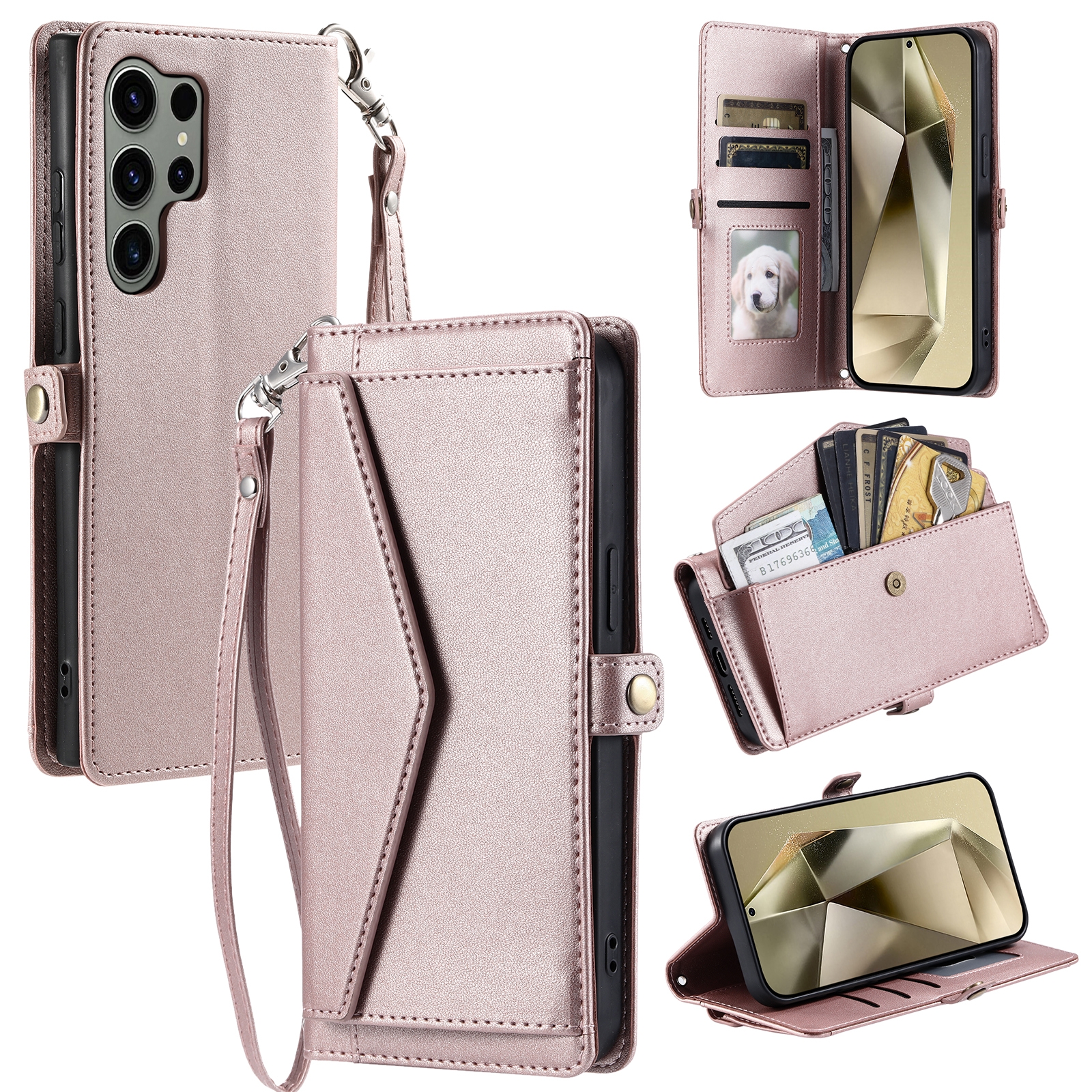 For Samsung Galaxy S24 Ultra 5G Wallet Multi-card Slot Leather Phone Case with Lanyard(Rose Gold) For Samsung Galaxy S24 Ultra 5G Wallet Multi-card Slot Leather Phone Case with Lanyard(Rose Gold)