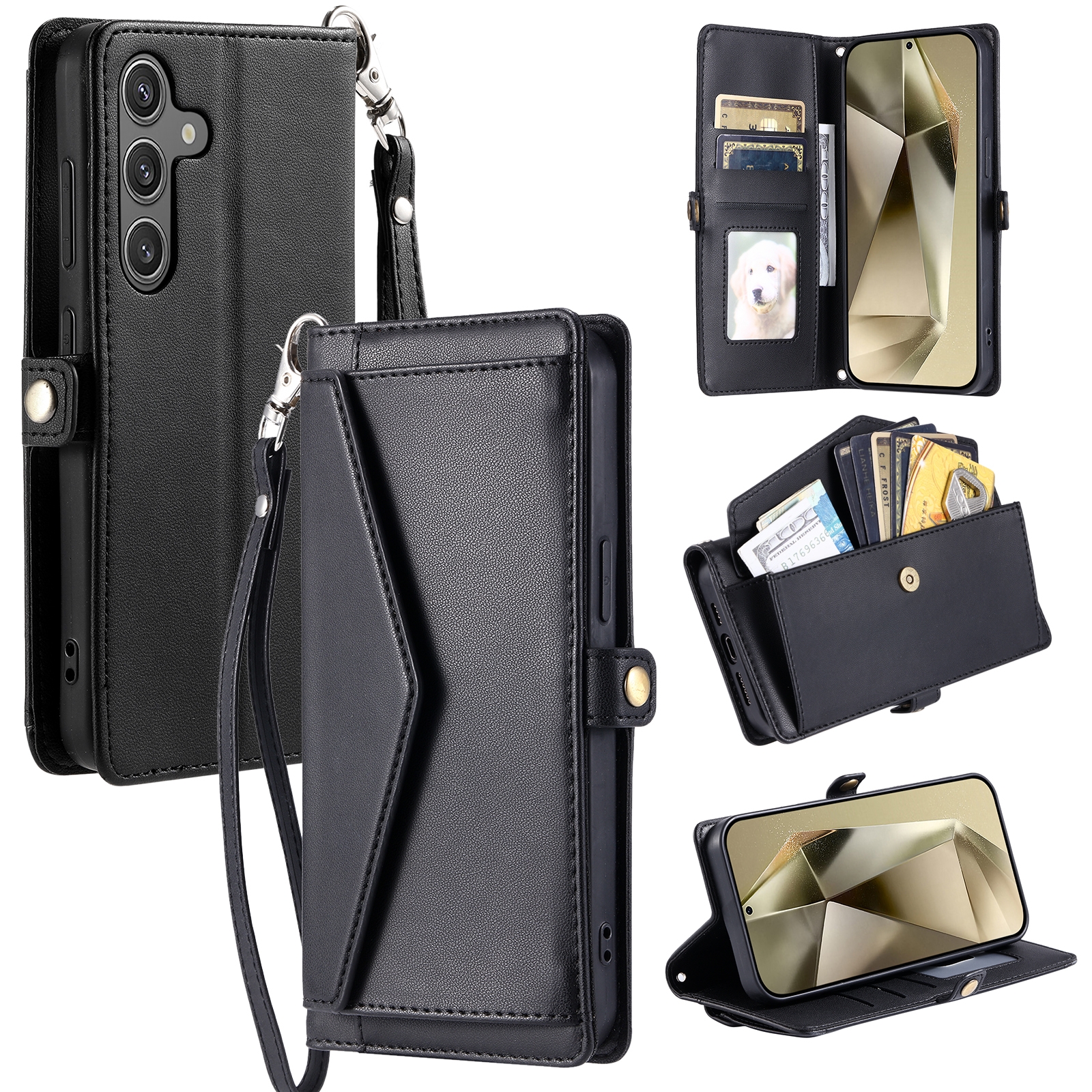 For Samsung Galaxy S25+ 5G Wallet Multi-card Slot Leather Phone Case with Lanyard(Black) For Samsung Galaxy S25+ 5G Wallet Multi-card Slot Leather Phone Case with Lanyard(Black)