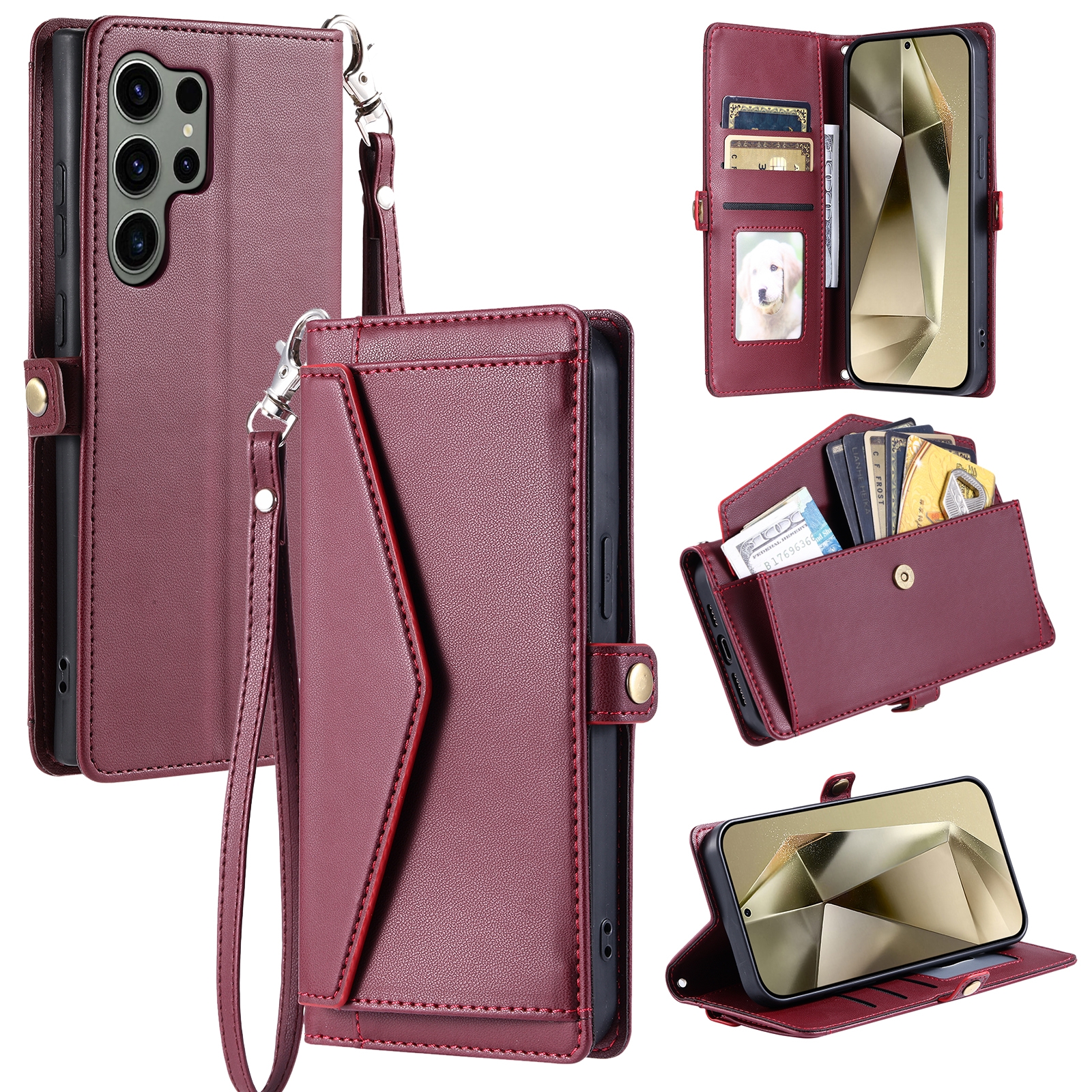 For Samsung Galaxy S25 Ultra 5G Wallet Multi-card Slot Leather Phone Case with Lanyard(Wine Red) For Samsung Galaxy S25 Ultra 5G Wallet Multi-card Slot Leather Phone Case with Lanyard(Wine Red)