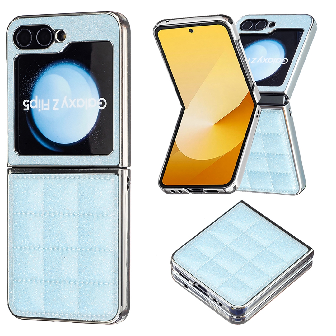 For Samsung Galaxy Z Flip6 Electroplating Square Glitter PU Phone Case(Light Blue)