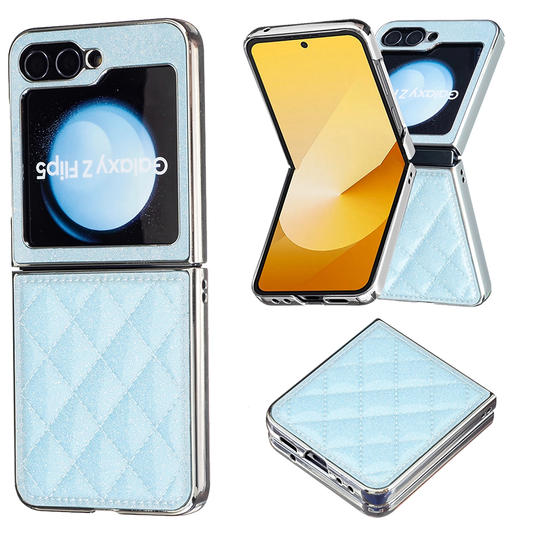 For Samsung Galaxy Z Flip6 Electroplating Rhombic Glitter PU Phone Case(Light Blue)