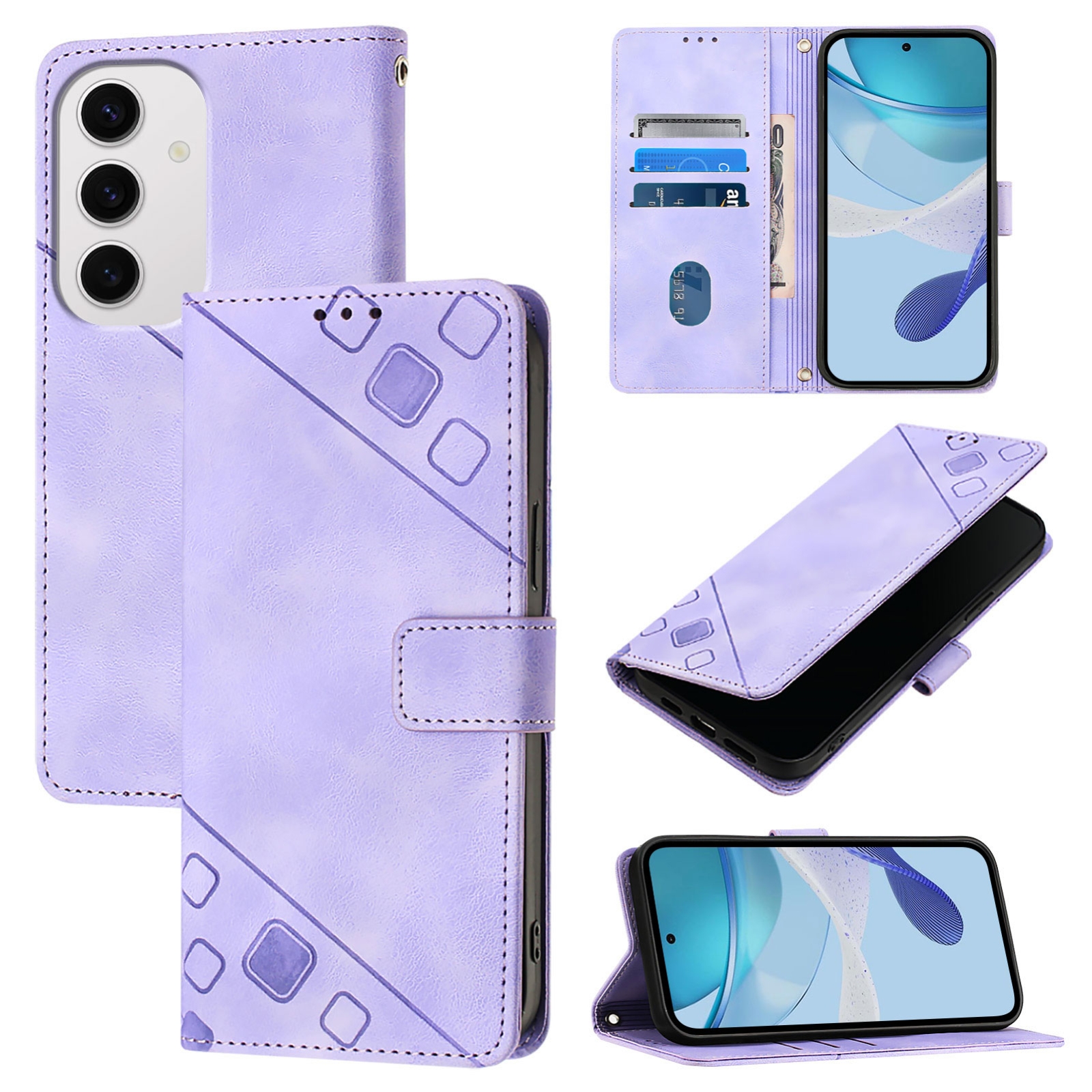 For Samsung Galaxy S24 FE 5G Skin-feel Embossed Leather Phone Case(Light Purple) For Samsung Galaxy S24 FE 5G Skin-feel Embossed Leather Phone Case(Light Purple)