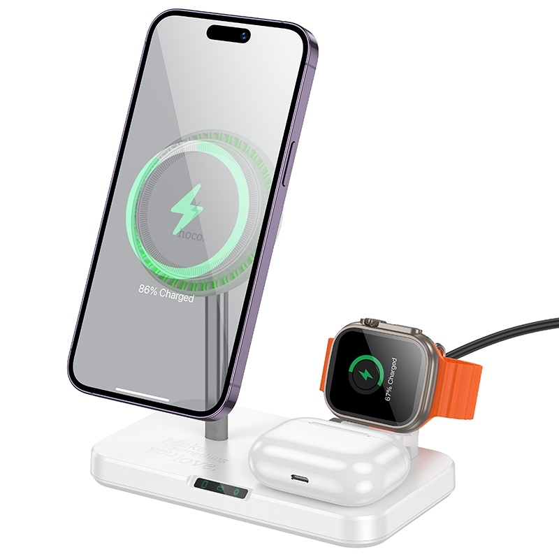 hoco CQ12 Joyfull 3 in 1 Wireless Fast Charger(White) hoco CQ12 Joyfull 3 in 1 Wireless Fast Charger(White)