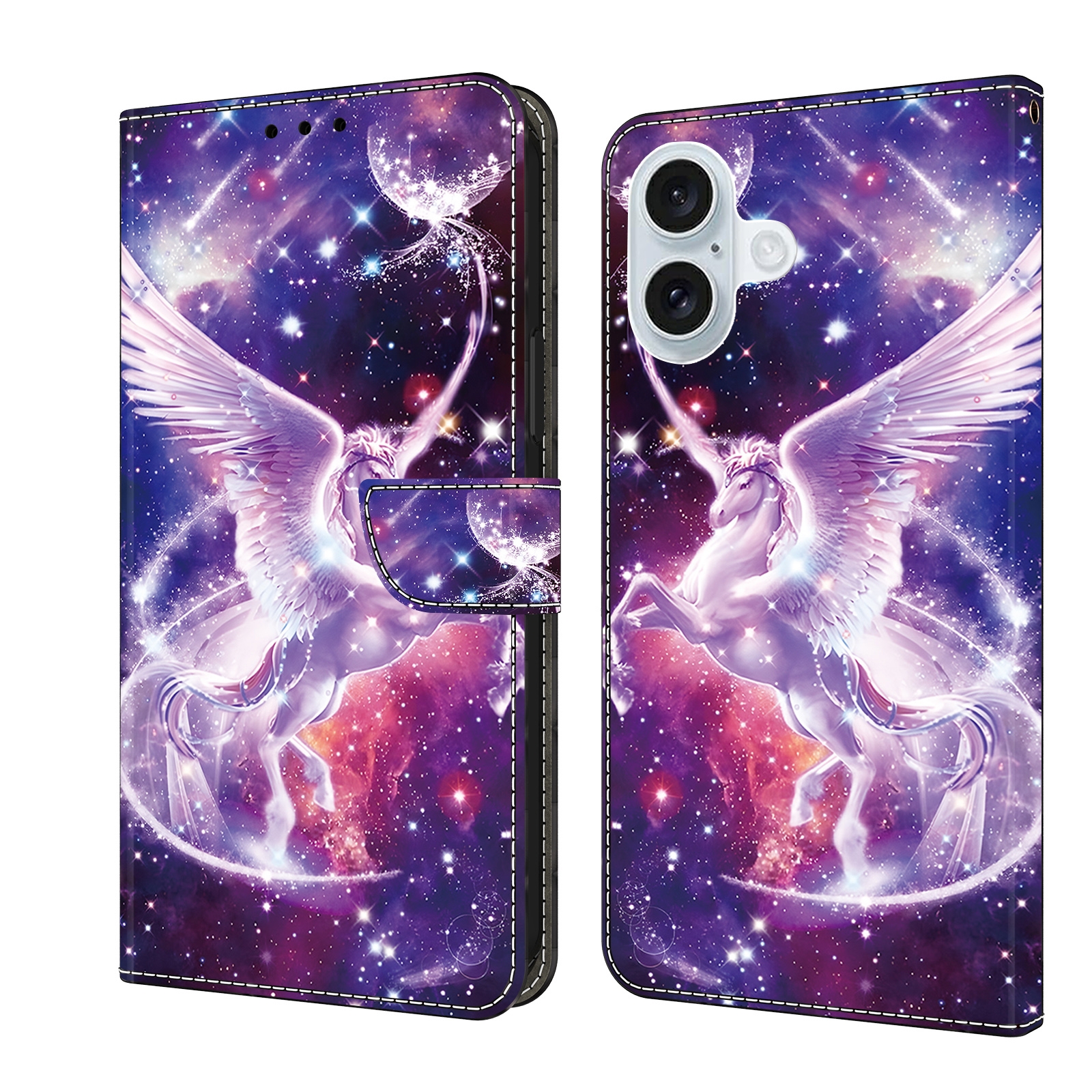 For iPhone 16 Plus Crystal Painted Leather Phone case(Unicorn) For iPhone 16 Plus Crystal Painted Leather Phone case(Unicorn)