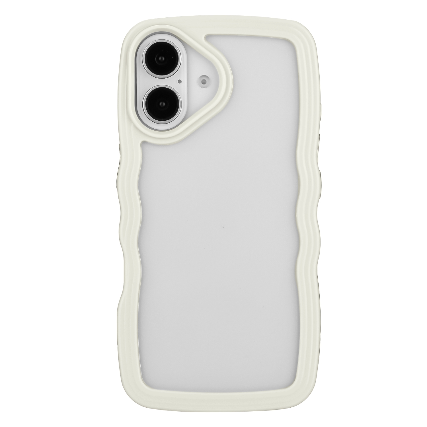 For iPhone 16 Candy Color Wave TPU Clear PC Phone Case(White) For iPhone 16 Candy Color Wave TPU Clear PC Phone Case(White)