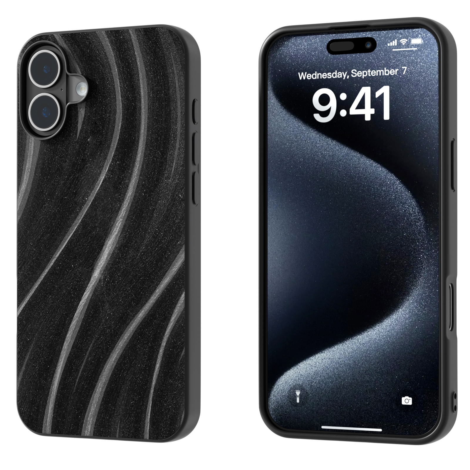 For iPhone 16 Galactic Pattern Protective Phone Case(Black) For iPhone 16 Galactic Pattern Protective Phone Case(Black)