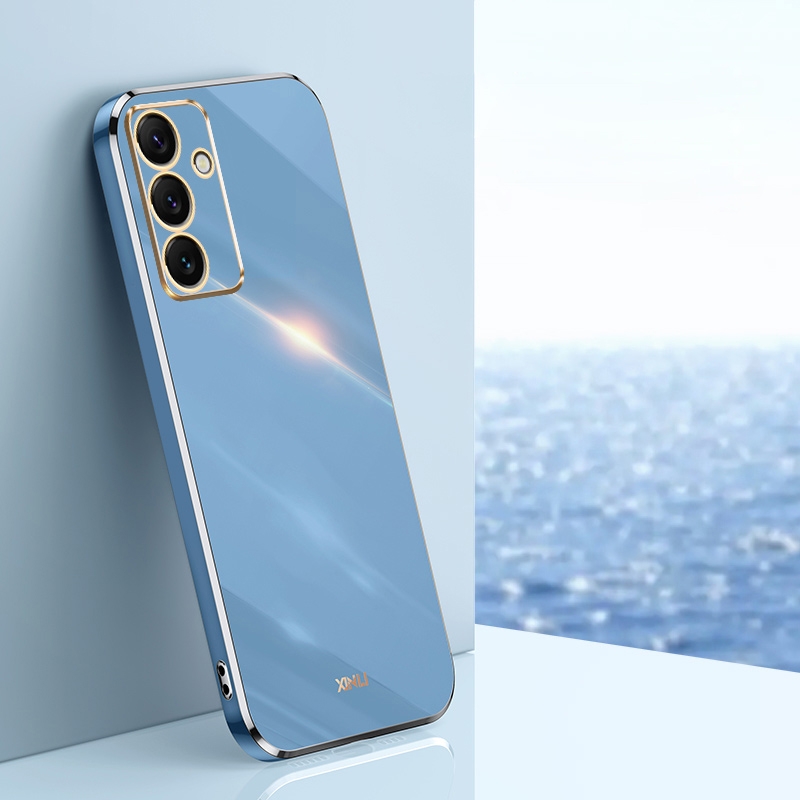 For Samsung Galaxy S24 FE 5G XINLI Straight 6D Plating Gold Edge TPU Phone Case(Celestial Blue) For Samsung Galaxy S24 FE 5G XINLI Straight 6D Plating Gold Edge TPU Phone Case(Celestial Blue)