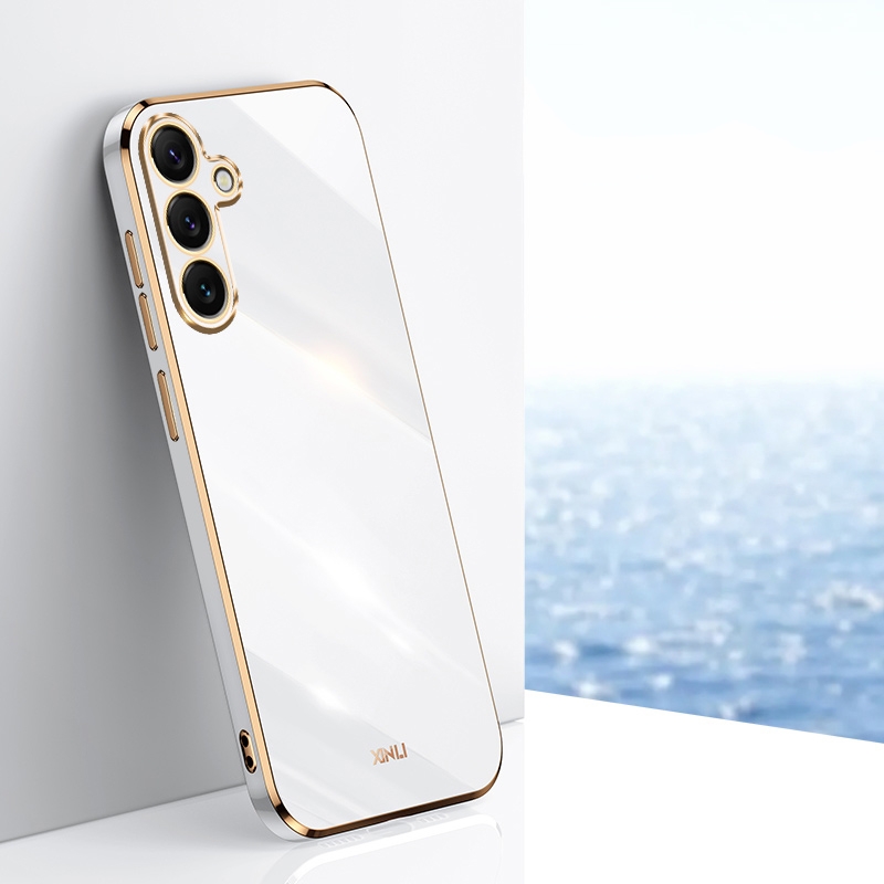 For Samsung Galaxy S25+ 5G XINLI Straight 6D Plating Gold Edge TPU Phone Case(White) For Samsung Galaxy S25+ 5G XINLI Straight 6D Plating Gold Edge TPU Phone Case(White)