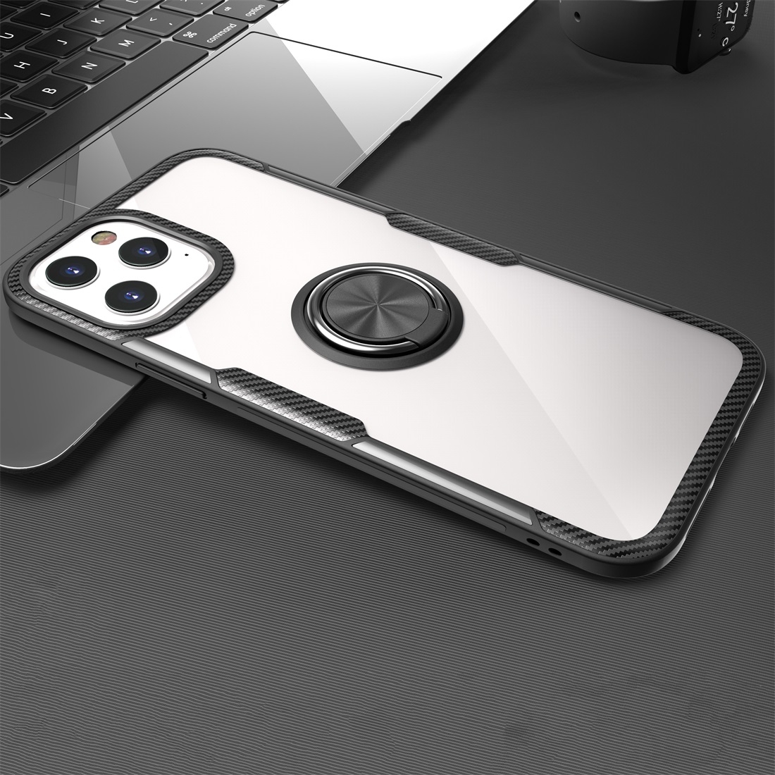 For iPhone 12 Pro Max Shockproof Transparent TPU + Acrylic Protective Case with Ring Holder(Black) For iPhone 12 Pro Max Shockproof Transparent TPU + Acrylic Protective Case with Ring Holder(Black)