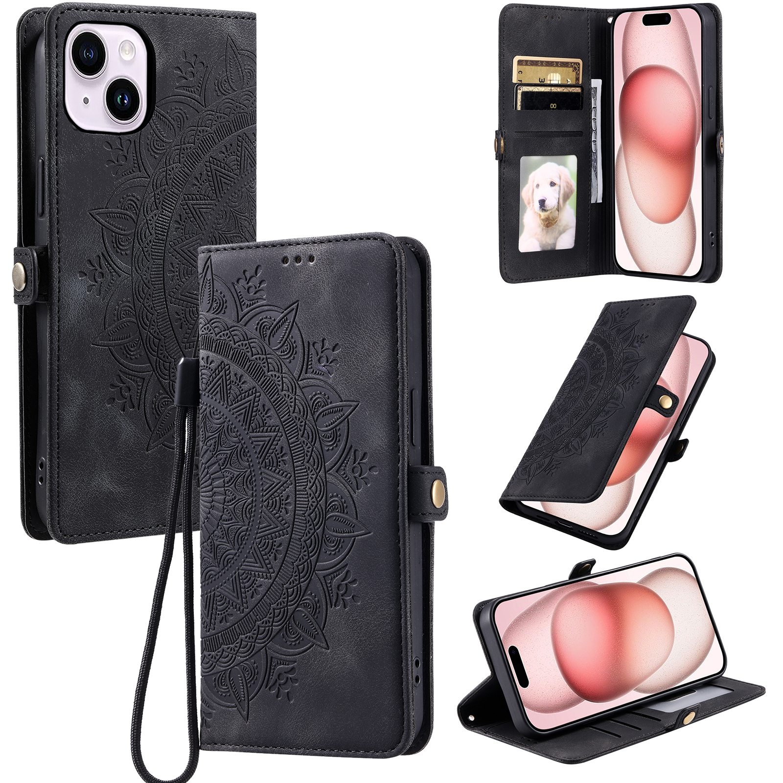 For iPhone 14 Skin Feel Totem Embossed Leather Phone Case(Black) For iPhone 14 Skin Feel Totem Embossed Leather Phone Case(Black)