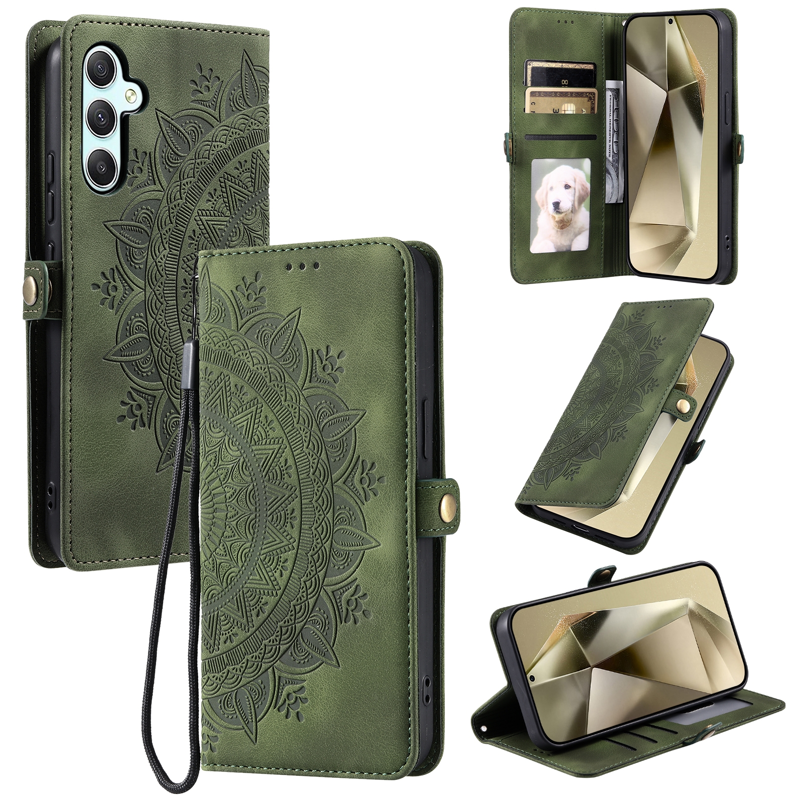 For Samsung Galaxy S25 5G Skin Feel Totem Embossed Leather Phone Case(Deep Green) For Samsung Galaxy S25 5G Skin Feel Totem Embossed Leather Phone Case(Deep Green)