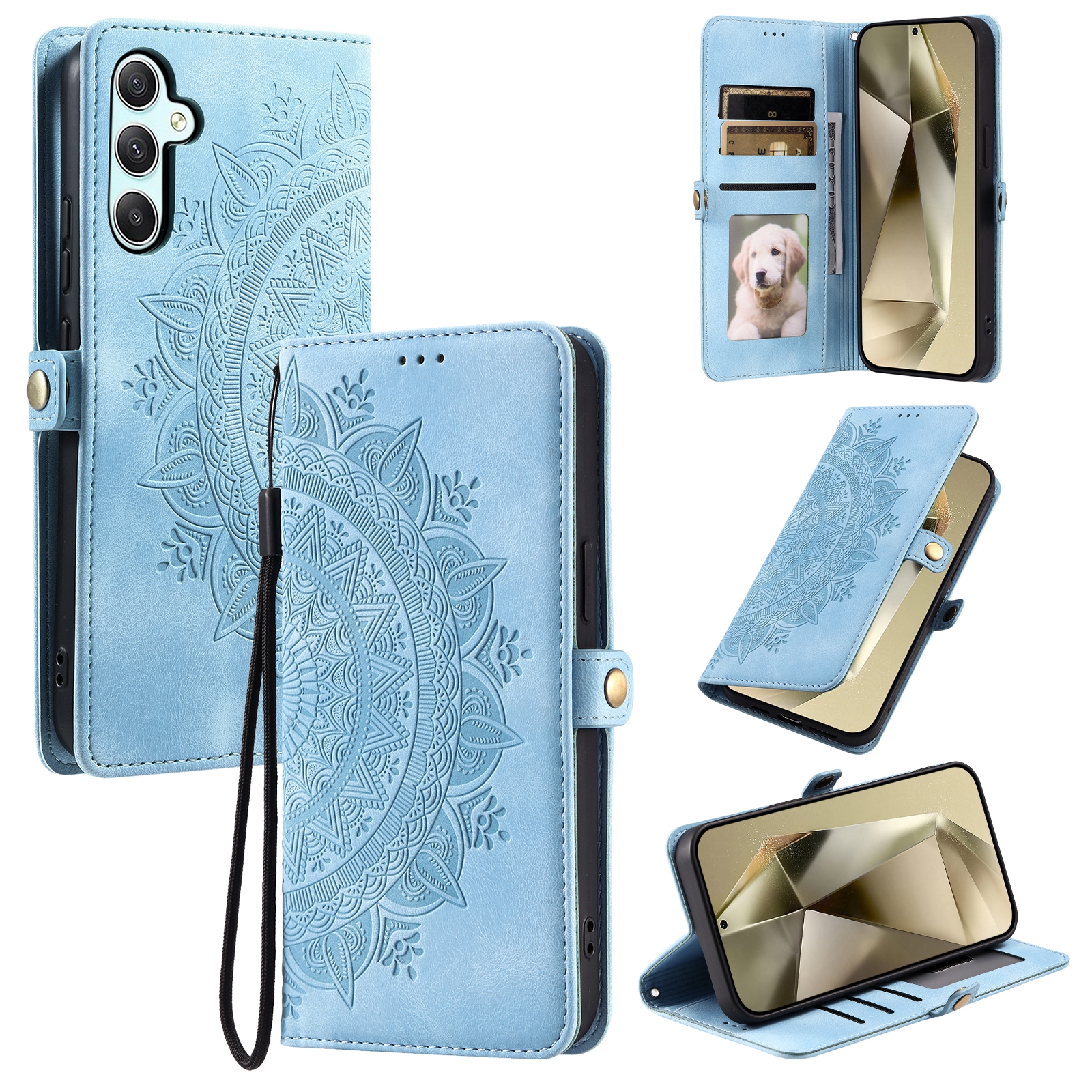 For Samsung Galaxy S25+ 5G Skin Feel Totem Embossed Leather Phone Case(Blue) For Samsung Galaxy S25+ 5G Skin Feel Totem Embossed Leather Phone Case(Blue)
