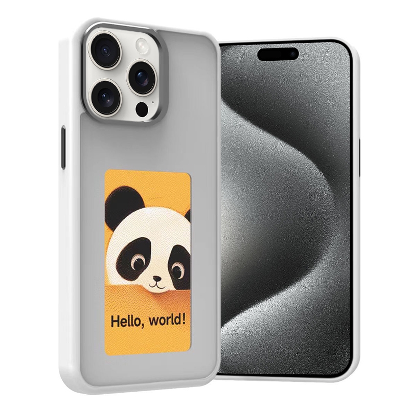For iPhone 15 Pro Four-Color E-ink Screen NFC DIY Phone Case(White) For iPhone 15 Pro Four-Color E-ink Screen NFC DIY Phone Case(White)
