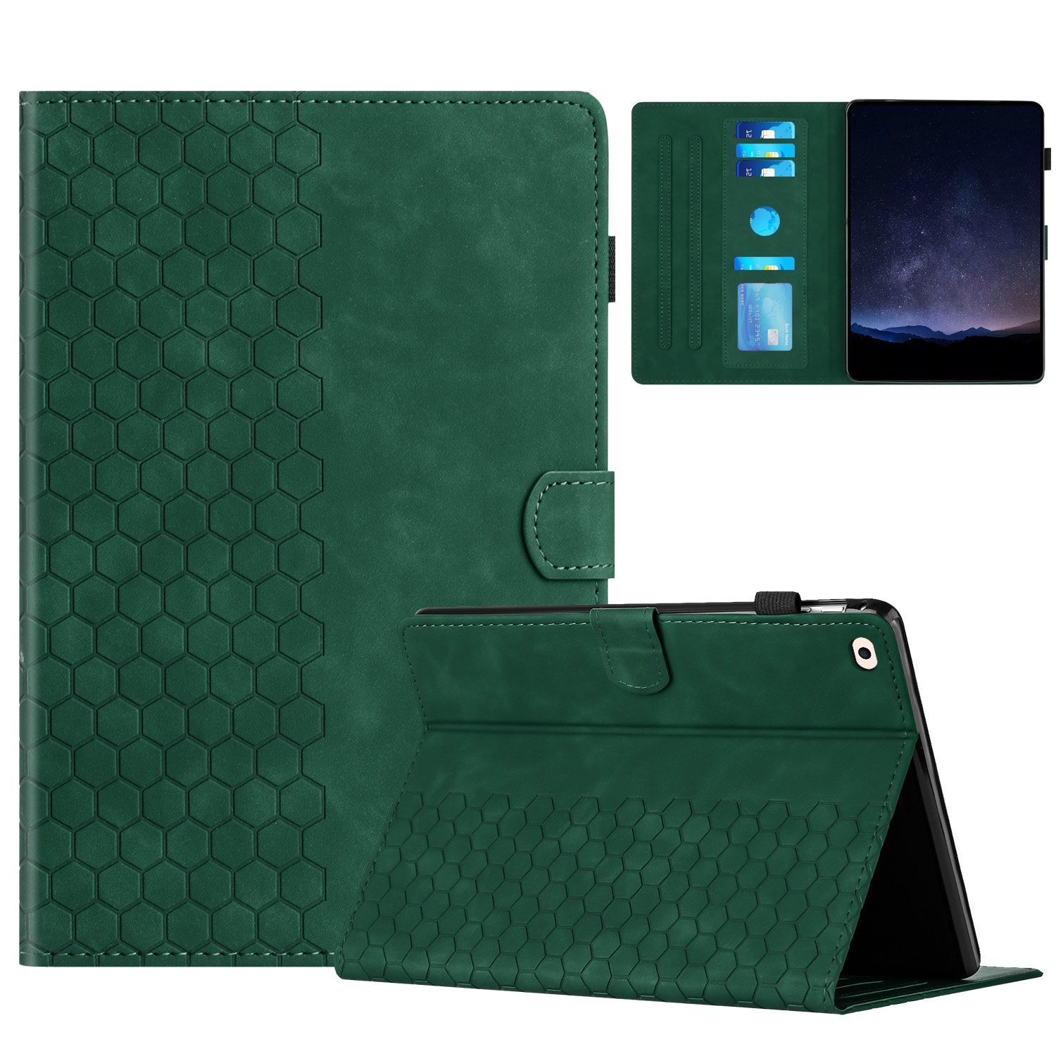 For iPad Pro 9.7 / 9.7 2018 / 2017 Honeycomb Embossed Leather Smart Tablet Case(Green) For iPad Pro 9.7 / 9.7 2018 / 2017 Honeycomb Embossed Leather Smart Tablet Case(Green)