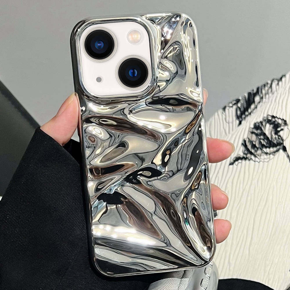 For iPhone 14 Water Ripple Electroplating Paint TPU Phone Case(Bright Silver) For iPhone 14 Water Ripple Electroplating Paint TPU Phone Case(Bright Silver)