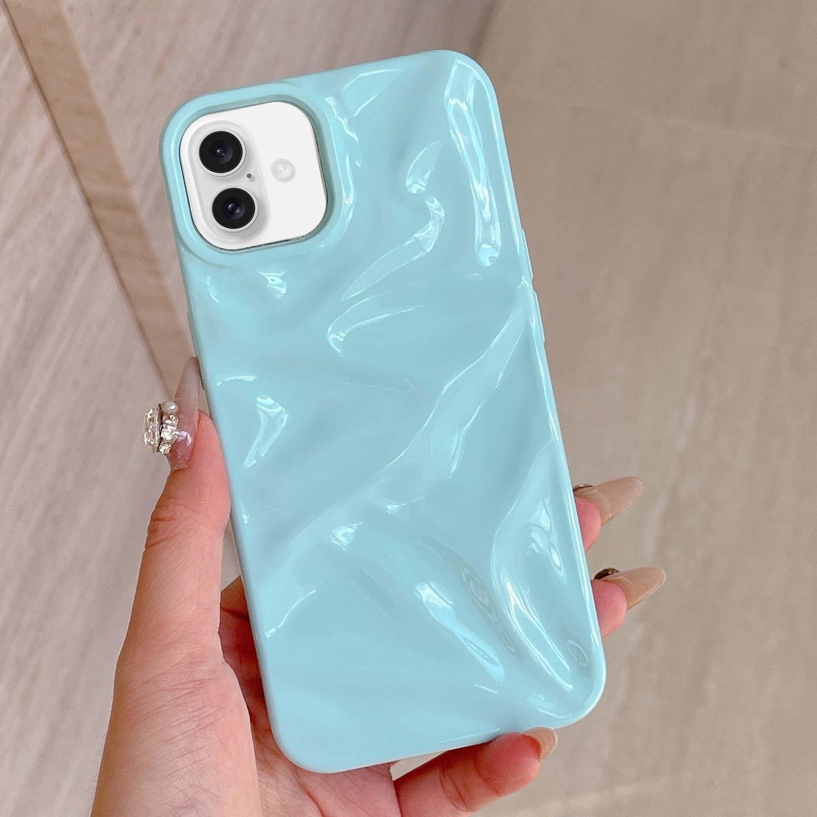 For iPhone 16 Plus Water Ripple Electroplating Paint TPU Phone Case(Sky Blue) For iPhone 16 Plus Water Ripple Electroplating Paint TPU Phone Case(Sky Blue)