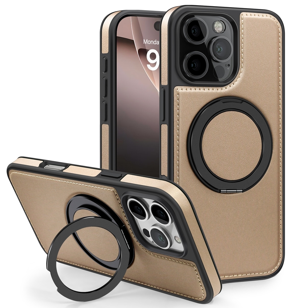 For iPhone 16 Pro Yashi 360 Degree Rotating MagSafe Holder Phone Case(Desert Gold) For iPhone 16 Pro Yashi 360 Degree Rotating MagSafe Holder Phone Case(Desert Gold)