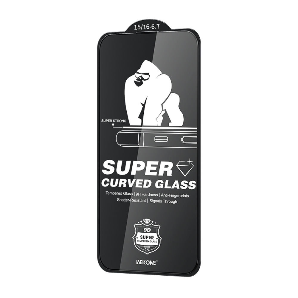 For iPhone 16 Plus / 15 Plus WK WTP-091 King Kong 6D Curved HD Tempered Glass Film For iPhone 16 Plus / 15 Plus WK WTP-091 King Kong 6D Curved HD Tempered Glass Film