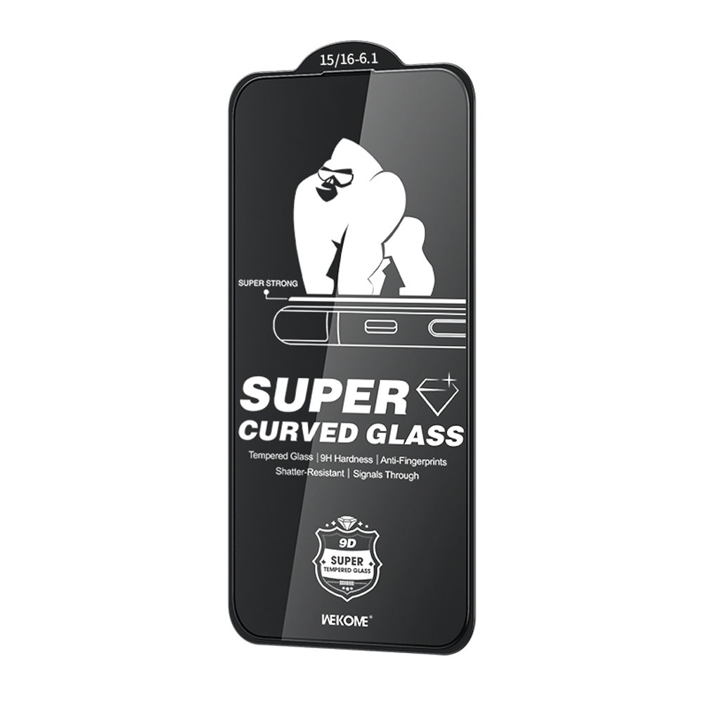 For iPhone 16 / 15 WK WTP-091 King Kong 6D Curved HD Tempered Glass Film For iPhone 16 / 15 WK WTP-091 King Kong 6D Curved HD Tempered Glass Film